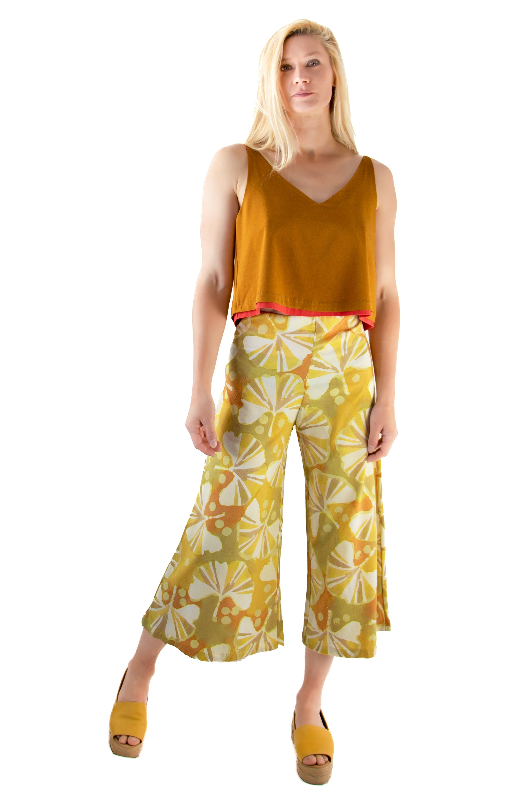 Palazzo Crop Pants - 2019C - Ginkgo - Golden