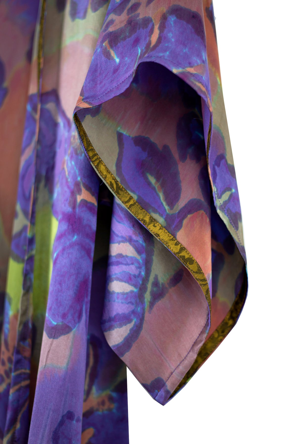 Hand Painted Silk Kimono (Mid Length) - Petuni Royal