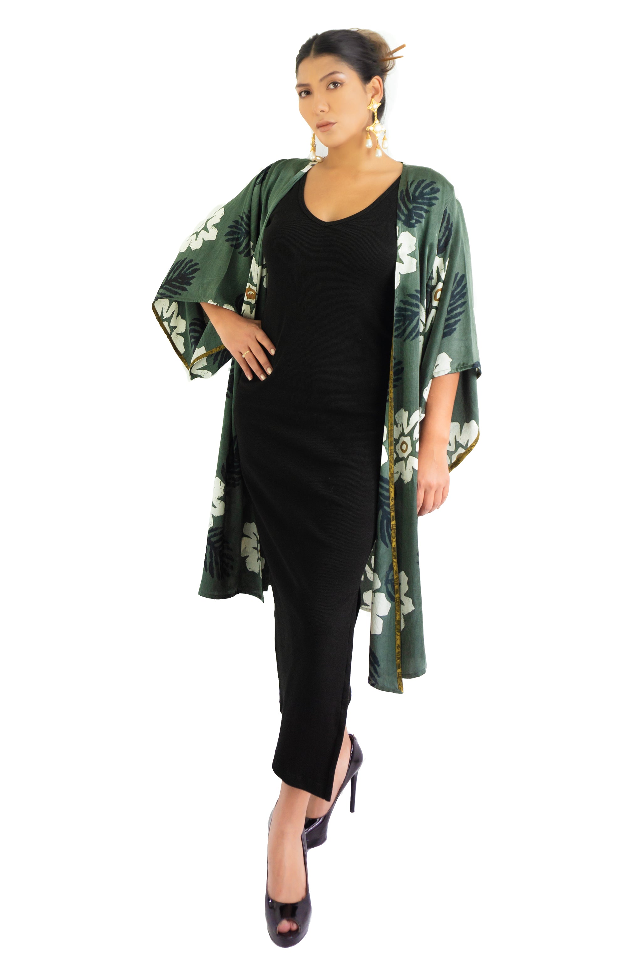 Silk Kimono (Mid Length) - Oleander