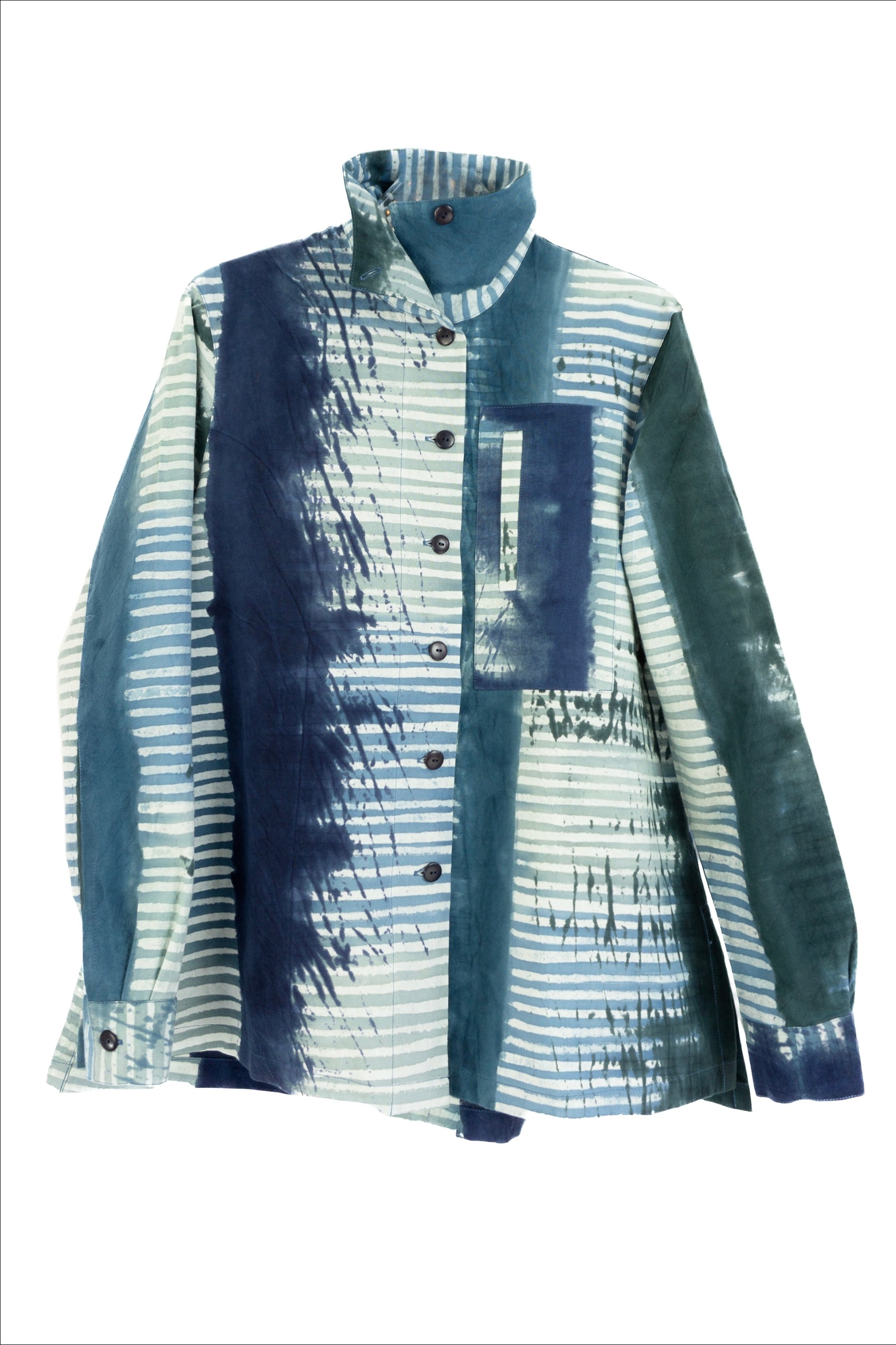 Hi Collar Shirt -1182 - Vibras + Slate - Indi