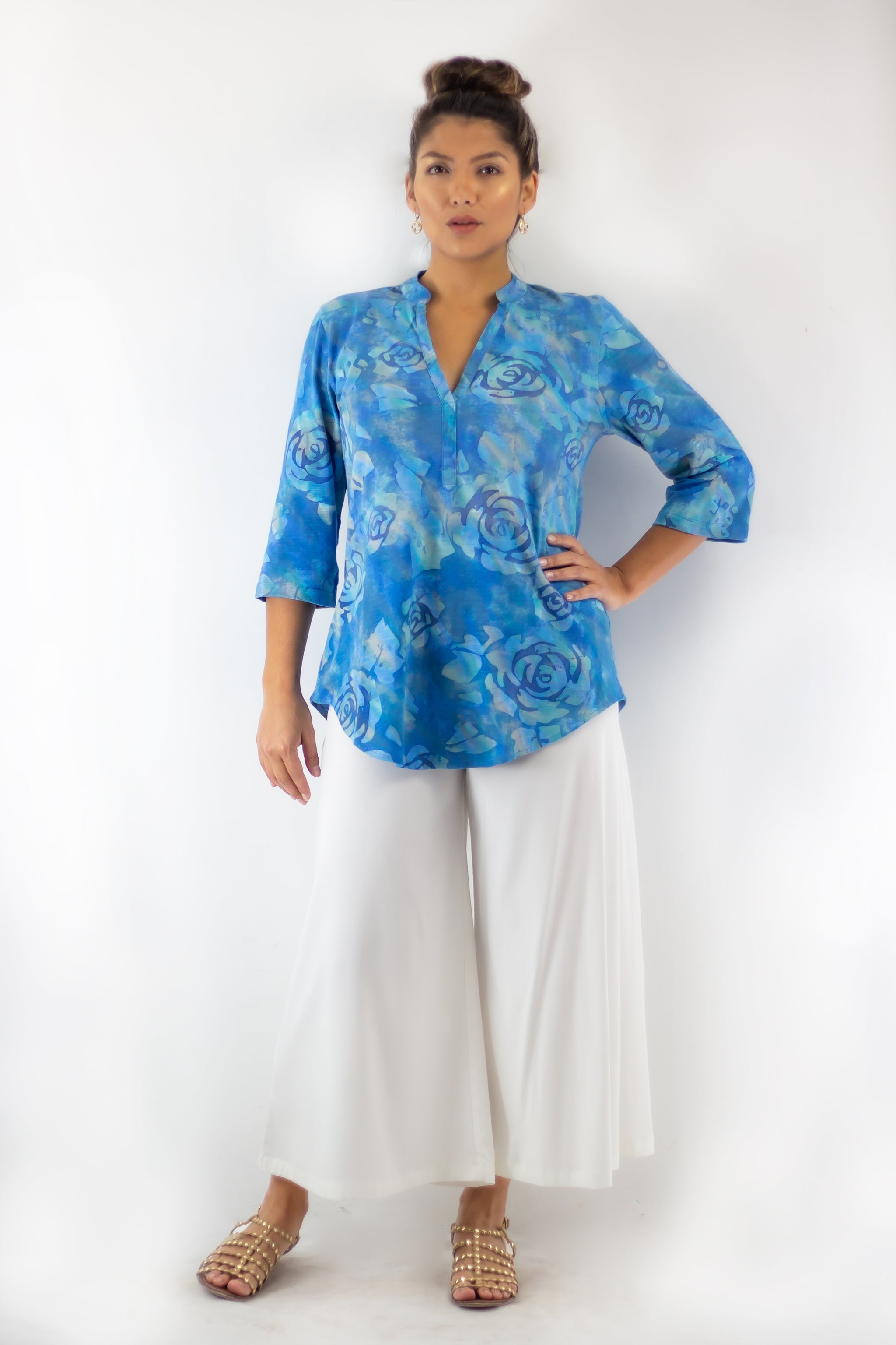 Deep V Tunic - Camilla Blues