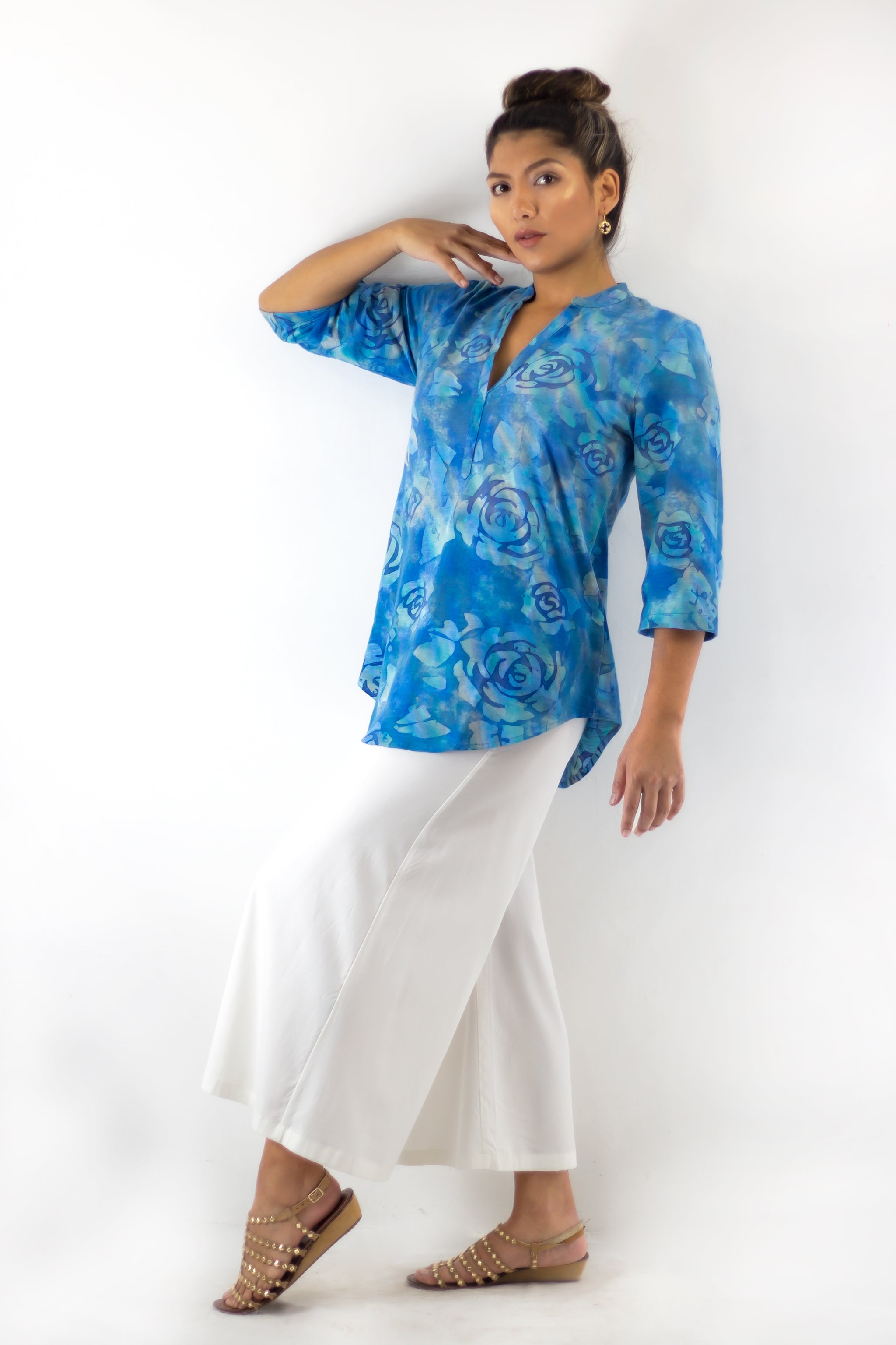 Deep V Tunic - Camilla Blues