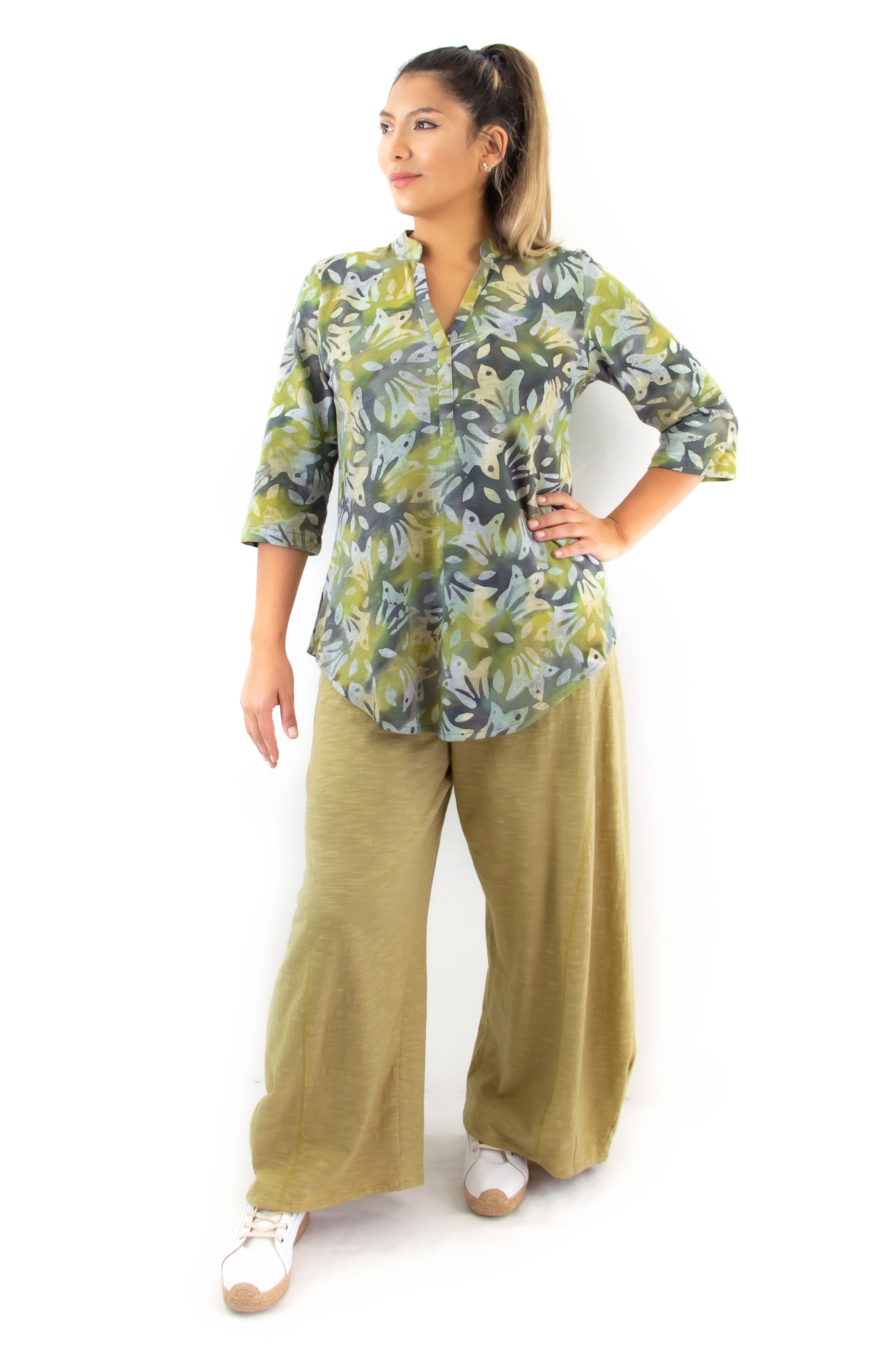 Deep V Tunic 1048 - Tulis Gris, Azul, Conch