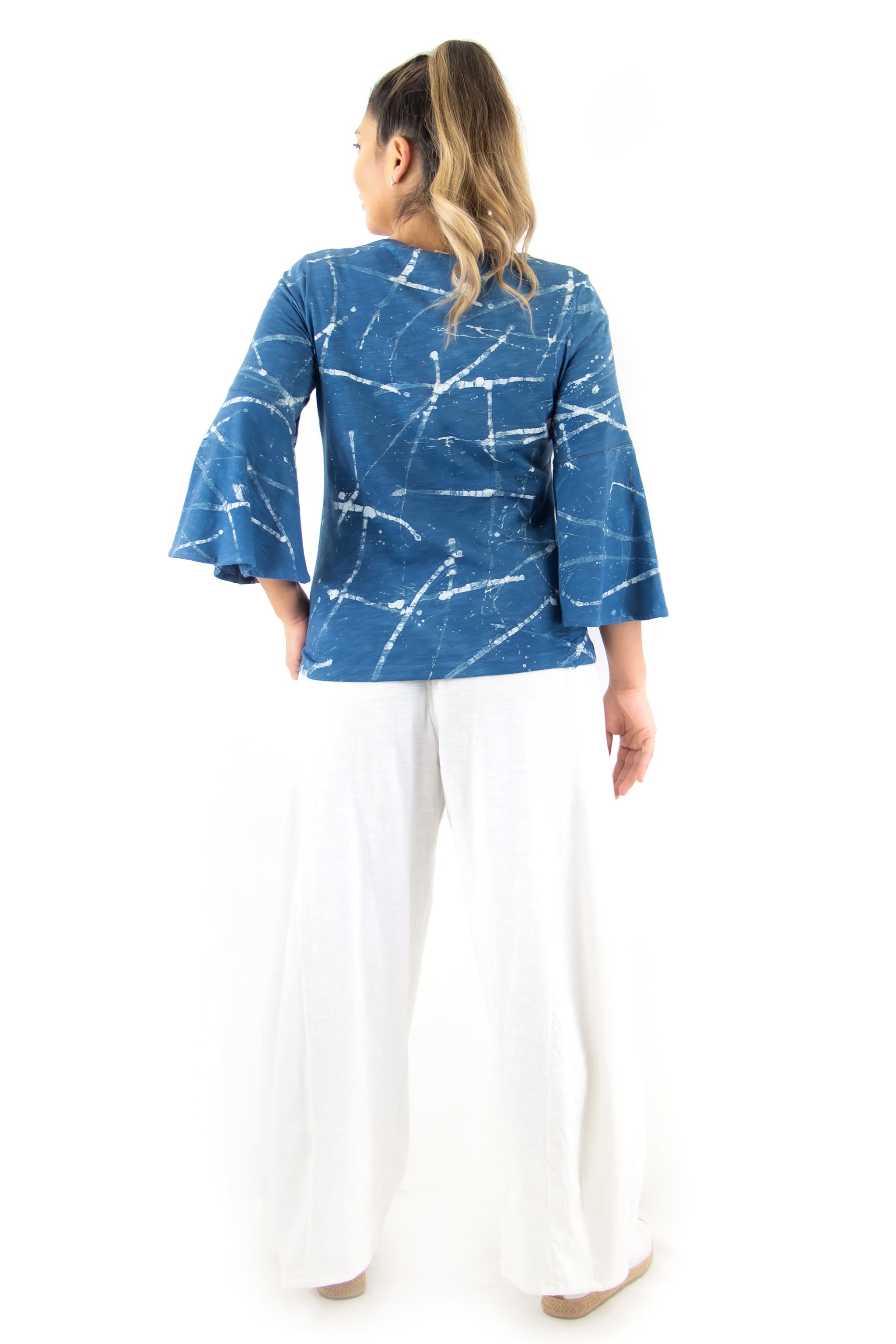 Flare Sleeve Top - Collide Indigo