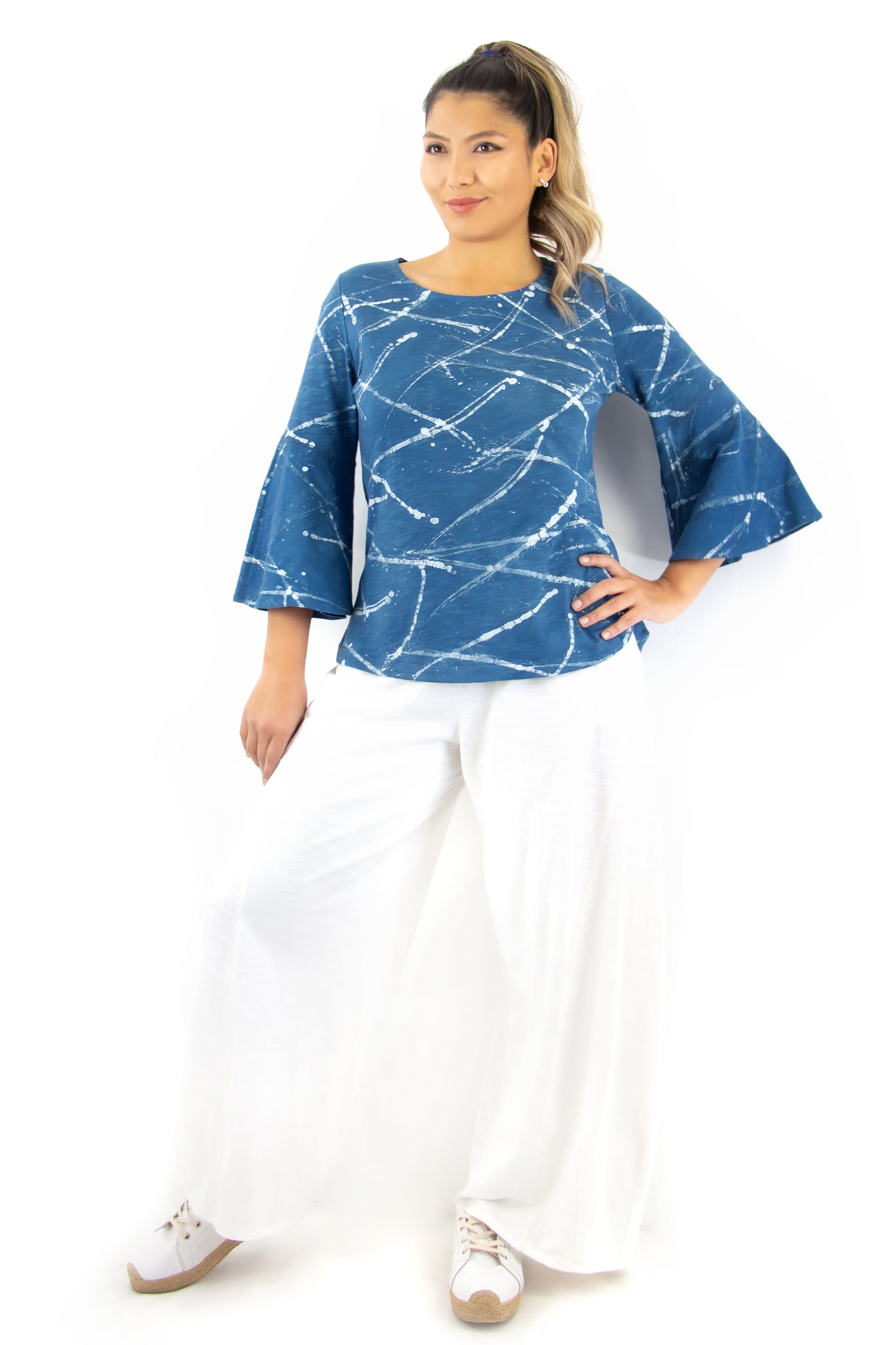 Flare Sleeve Top - Collide Indigo