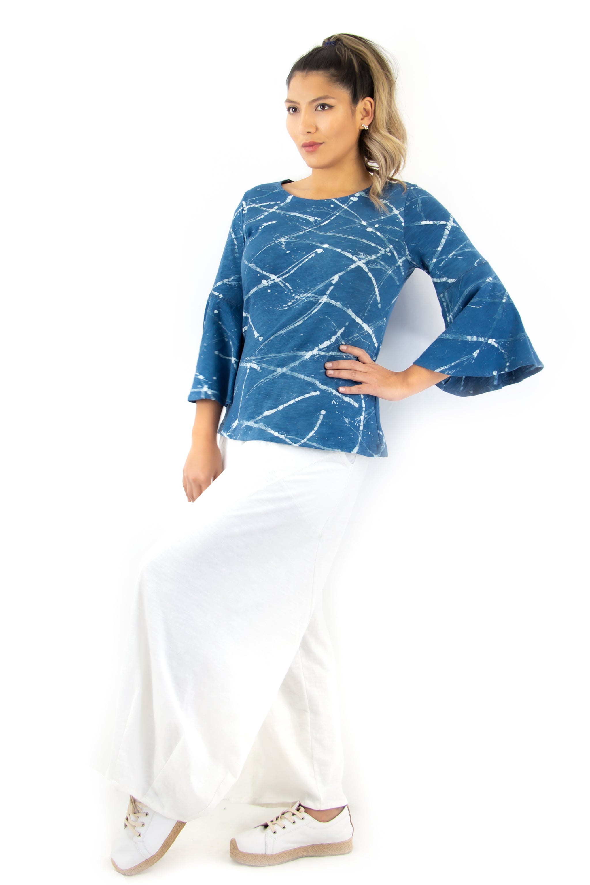 Flare Sleeve Top 1091 - Collide Indigo