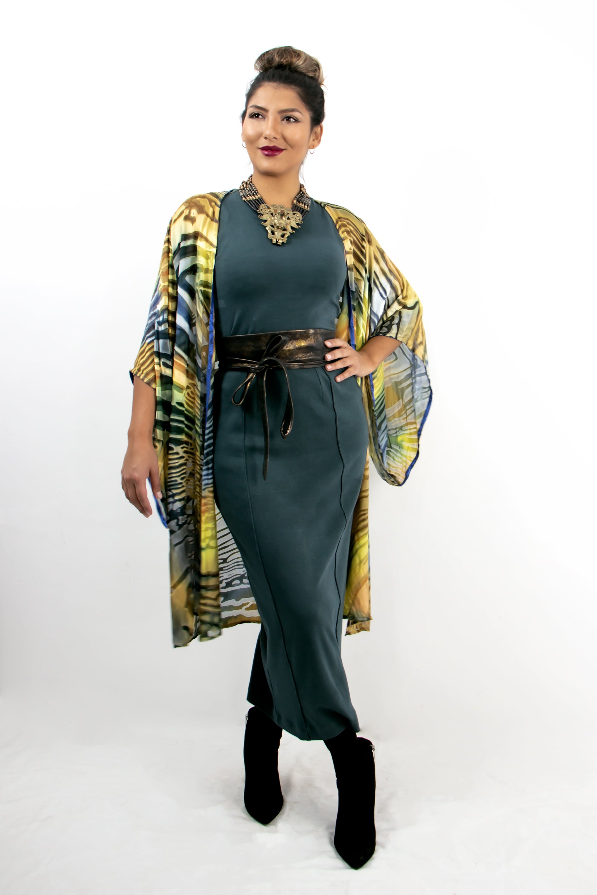 Hand Painted Silk Kimono 6669M - FlutterBy