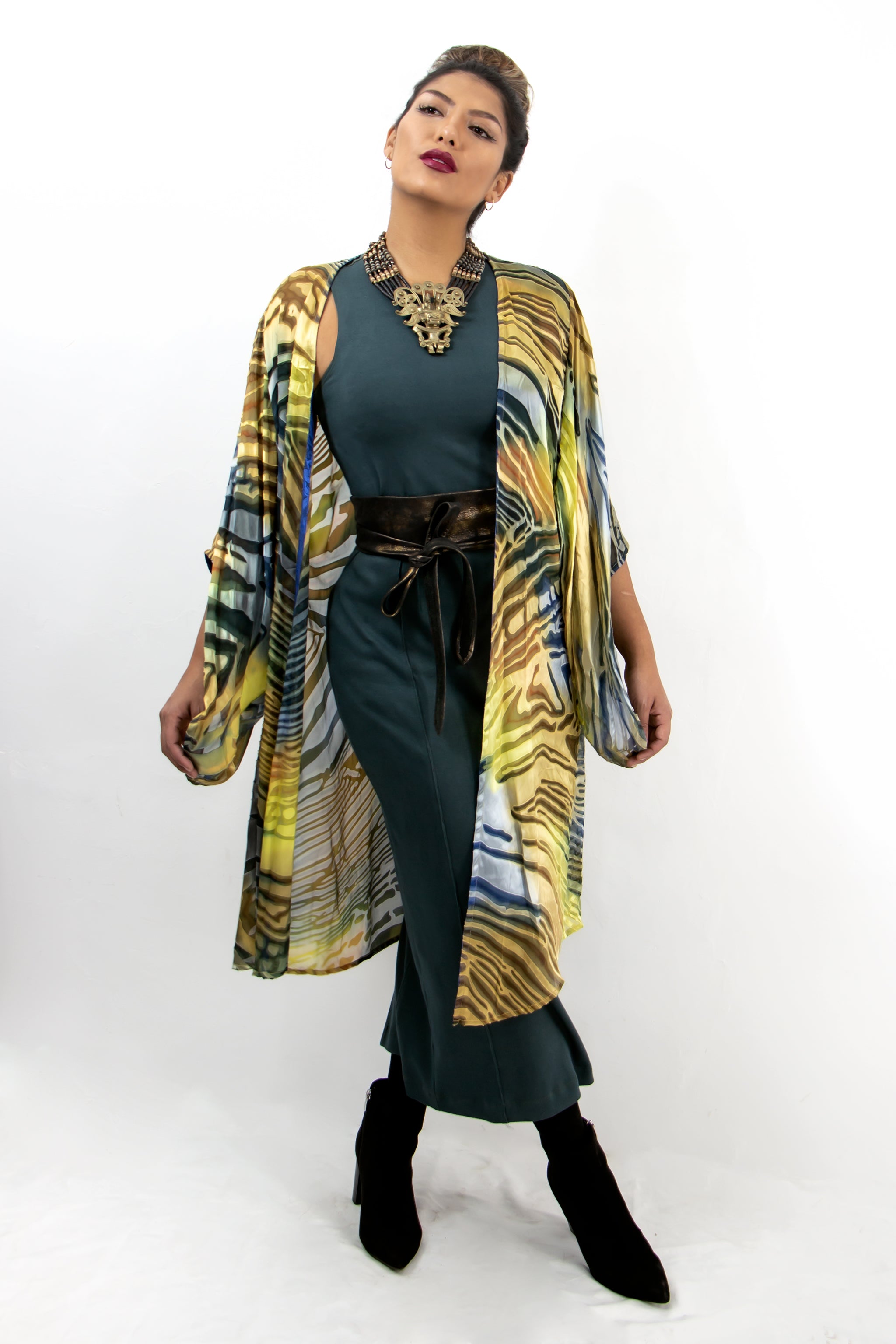 Hand Painted Silk Kimono 6669M - FlutterBy