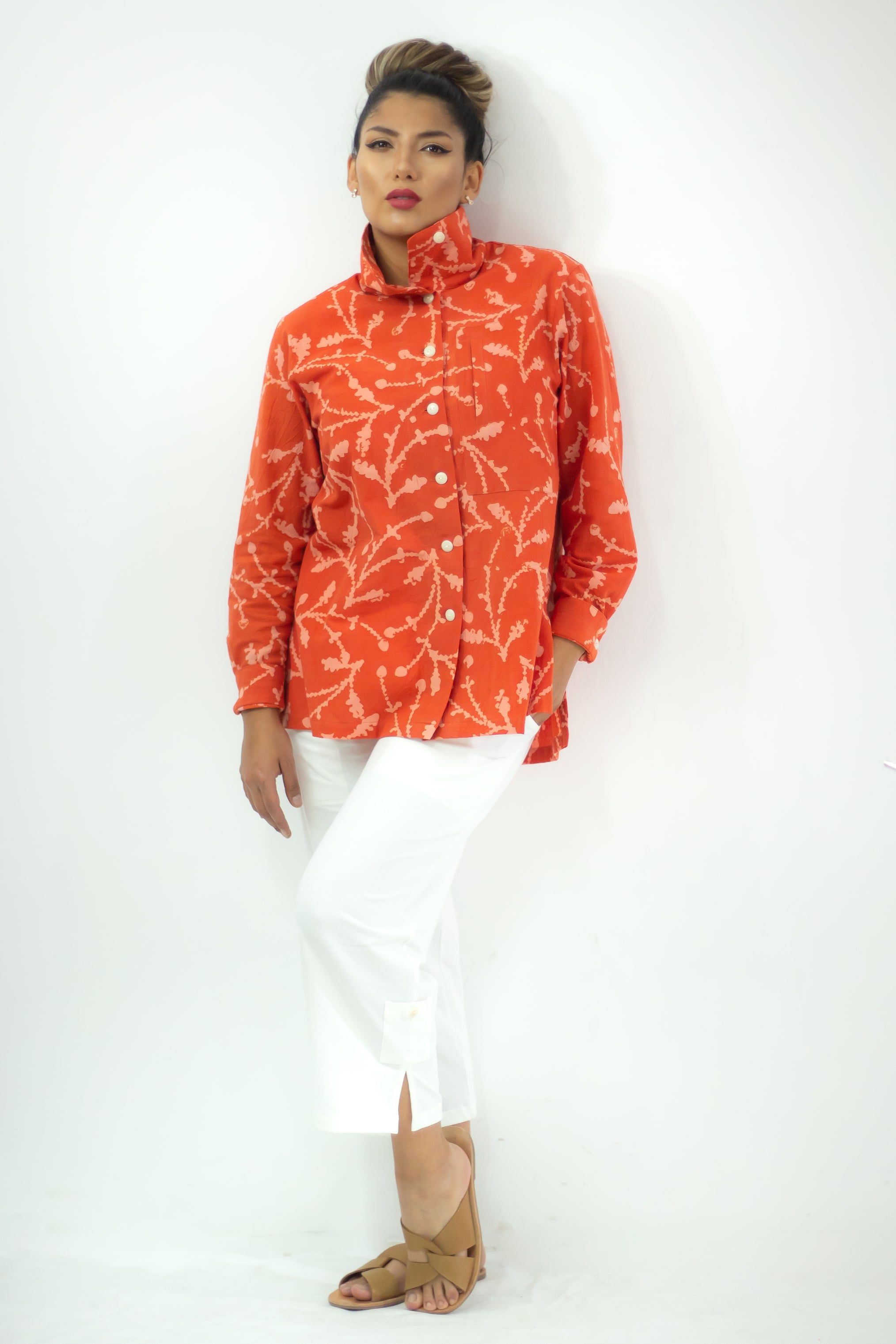 Hi-Collar Shirt - Mandarine
