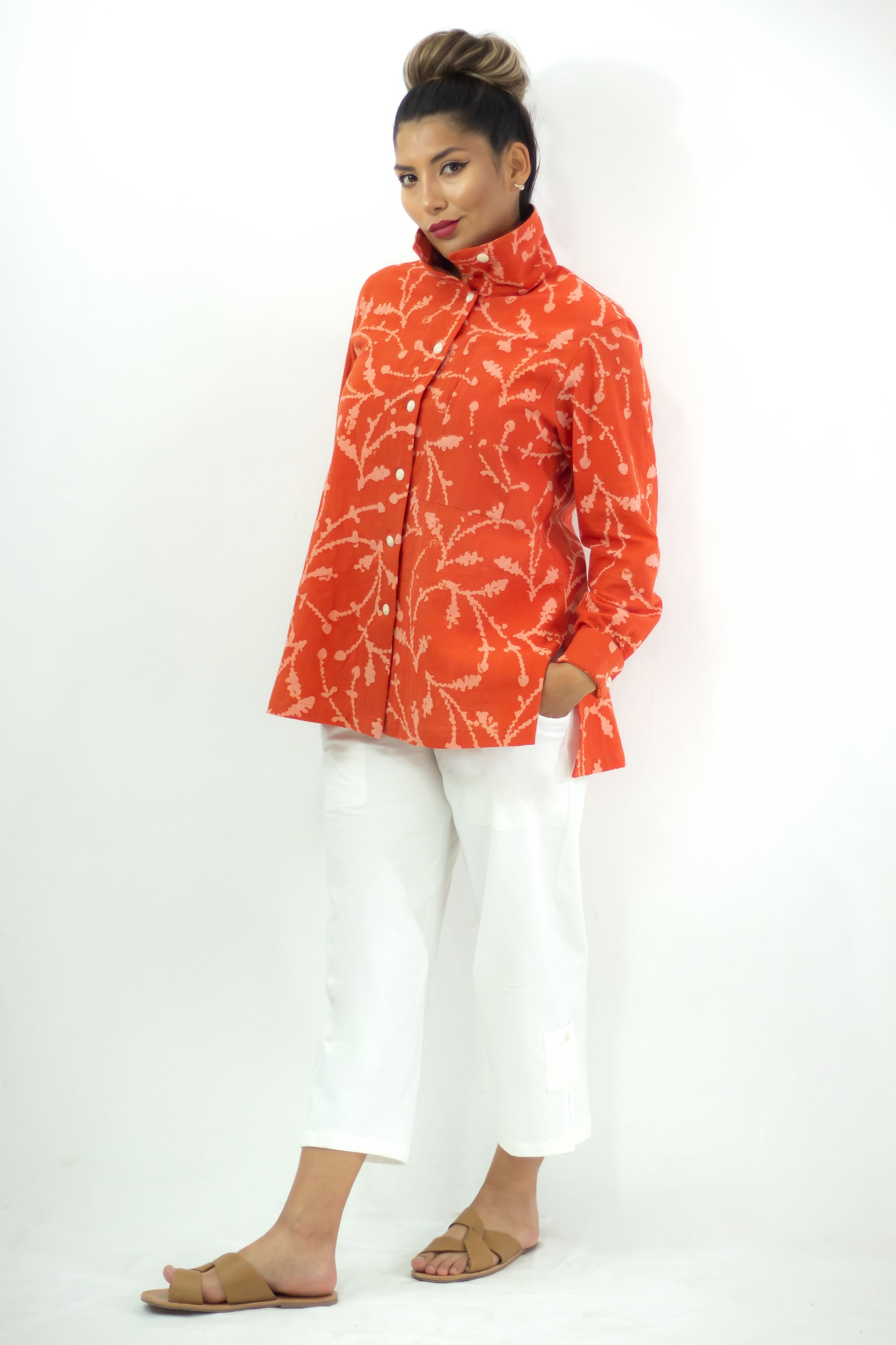 Hi-Collar Shirt - Mandarine
