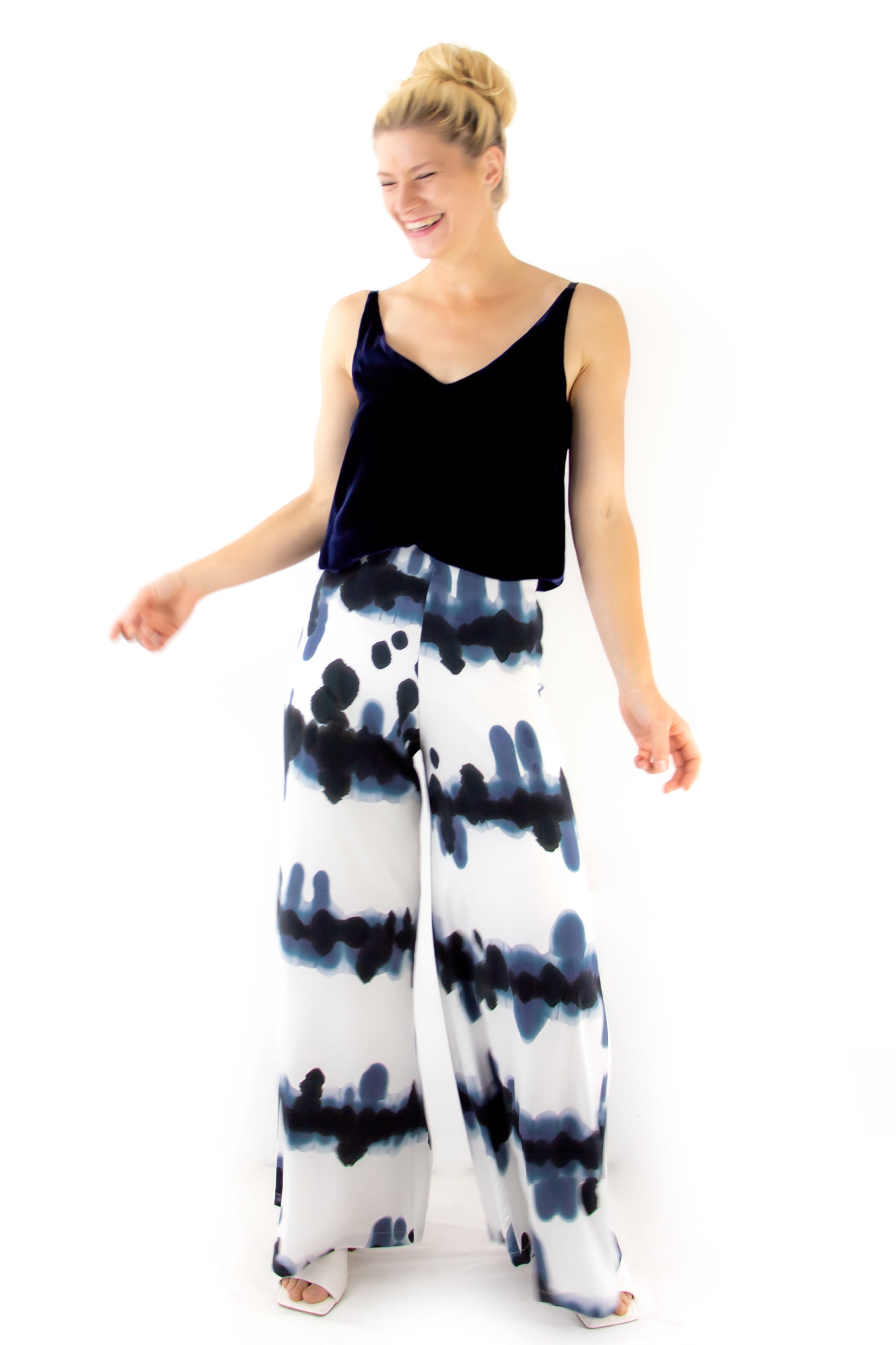 V-Cami Top - Navy Silk Velvet