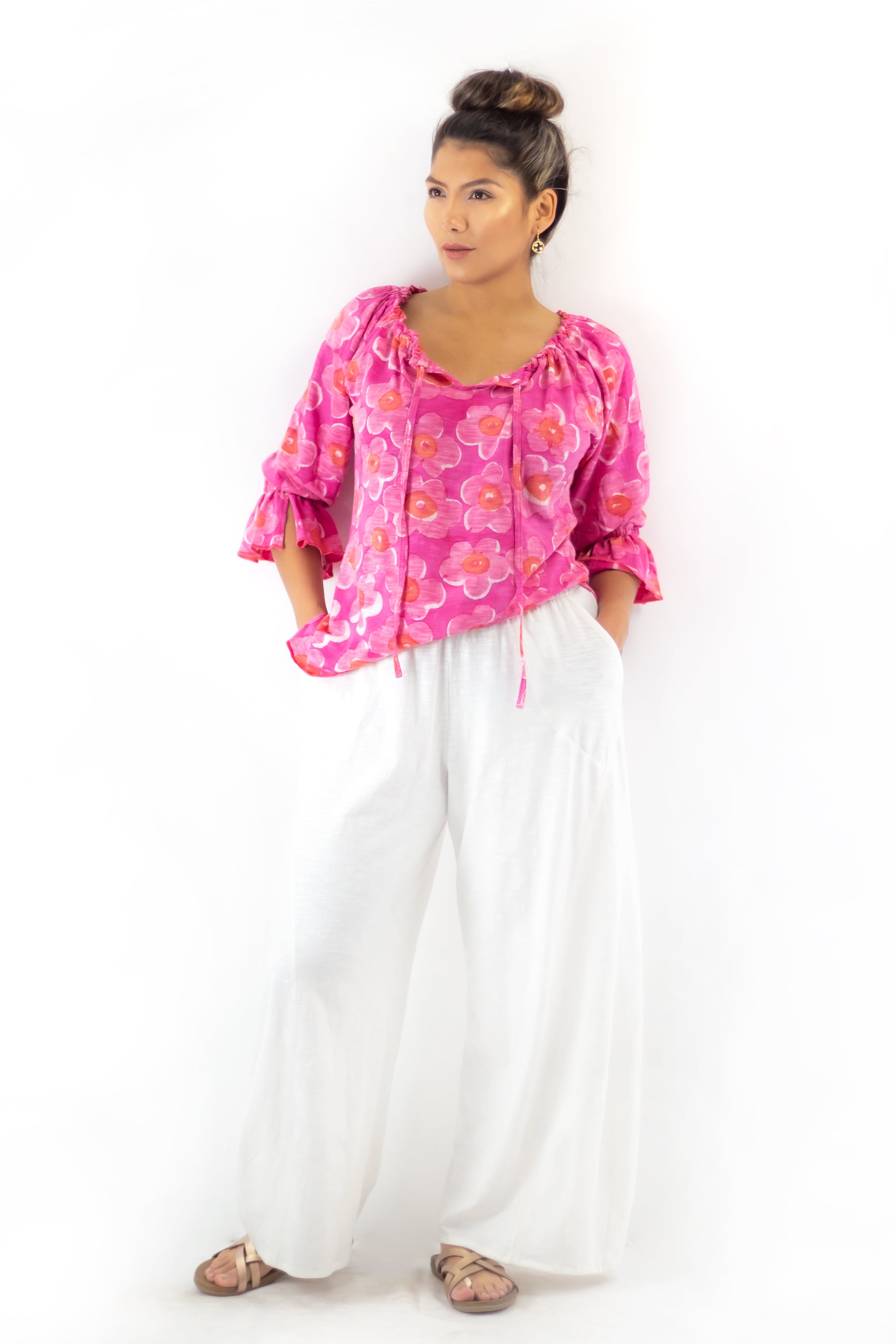 Peasant Blouse J139 - Lantana Pink