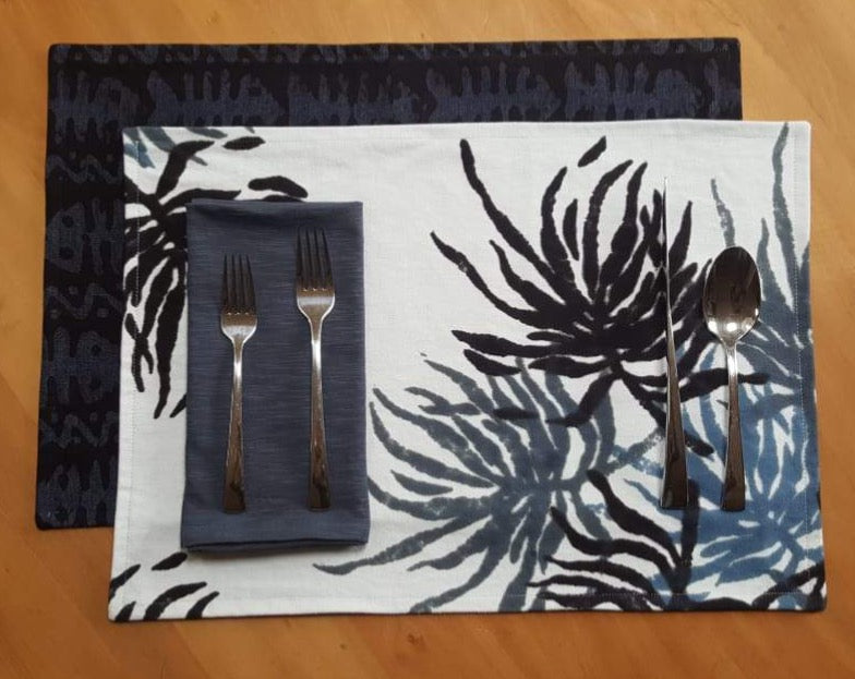 Hand Painted Placemats, Napkins, and Table Runners - Sea Fern/Hungry Fish