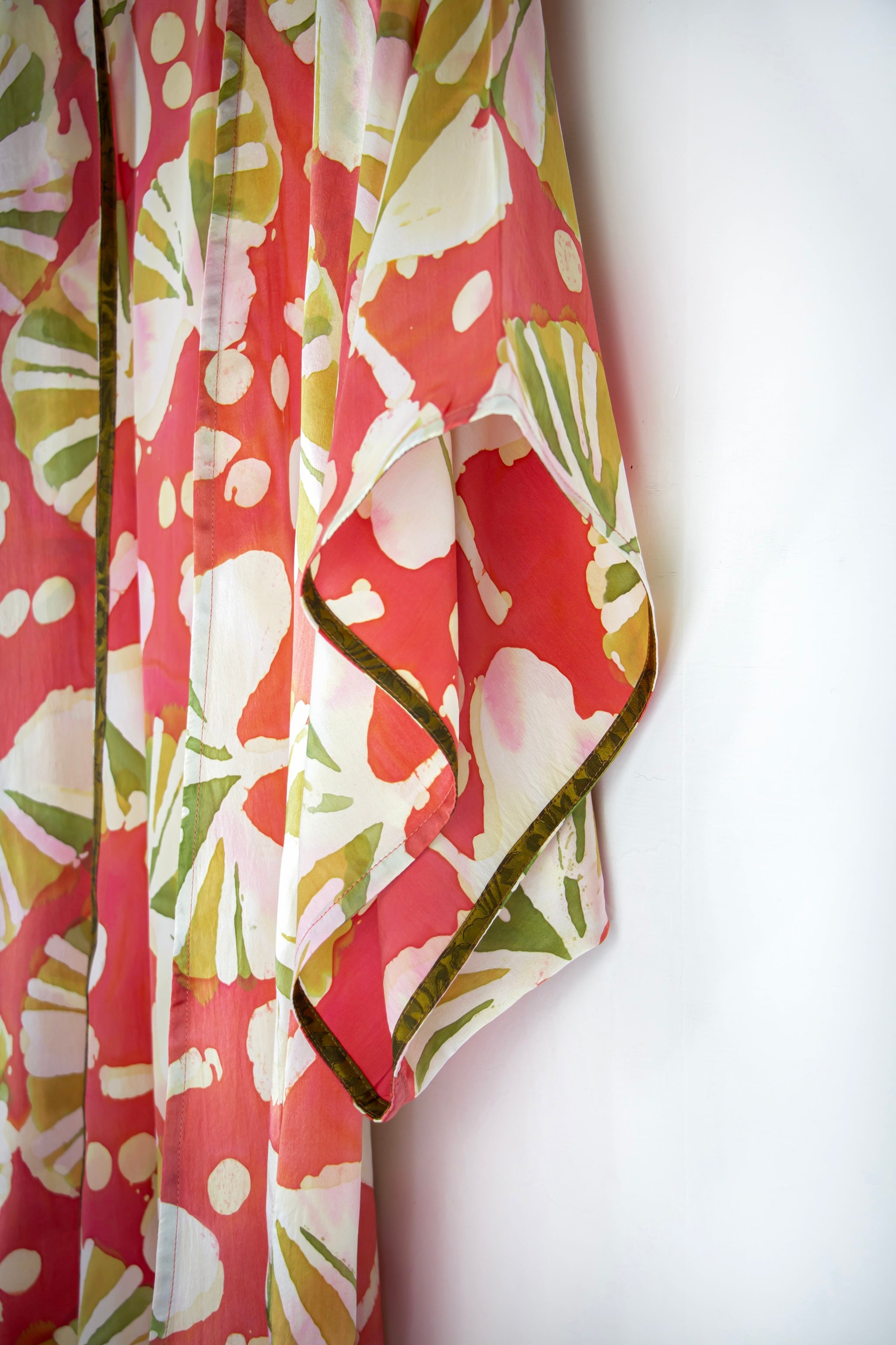 Hand Painted Silk Kimono - 6669M - Ginkgo Papaya