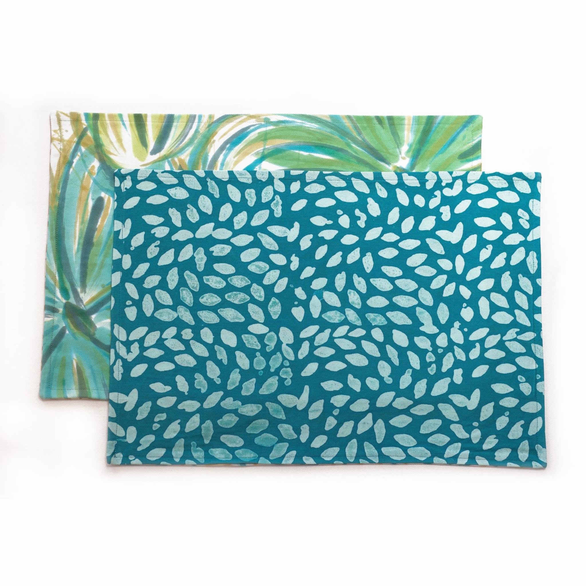 Hand Painted Placemats, Napkins, and Table Runners - Flower Power/Aqua Shoalmate