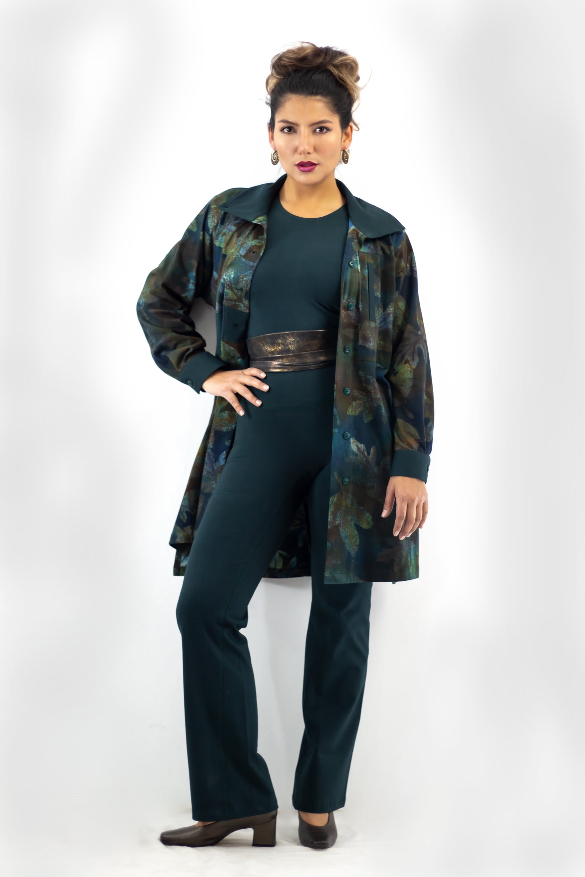 Hi-Collar Shirt - Long-Fallen Deep Lake