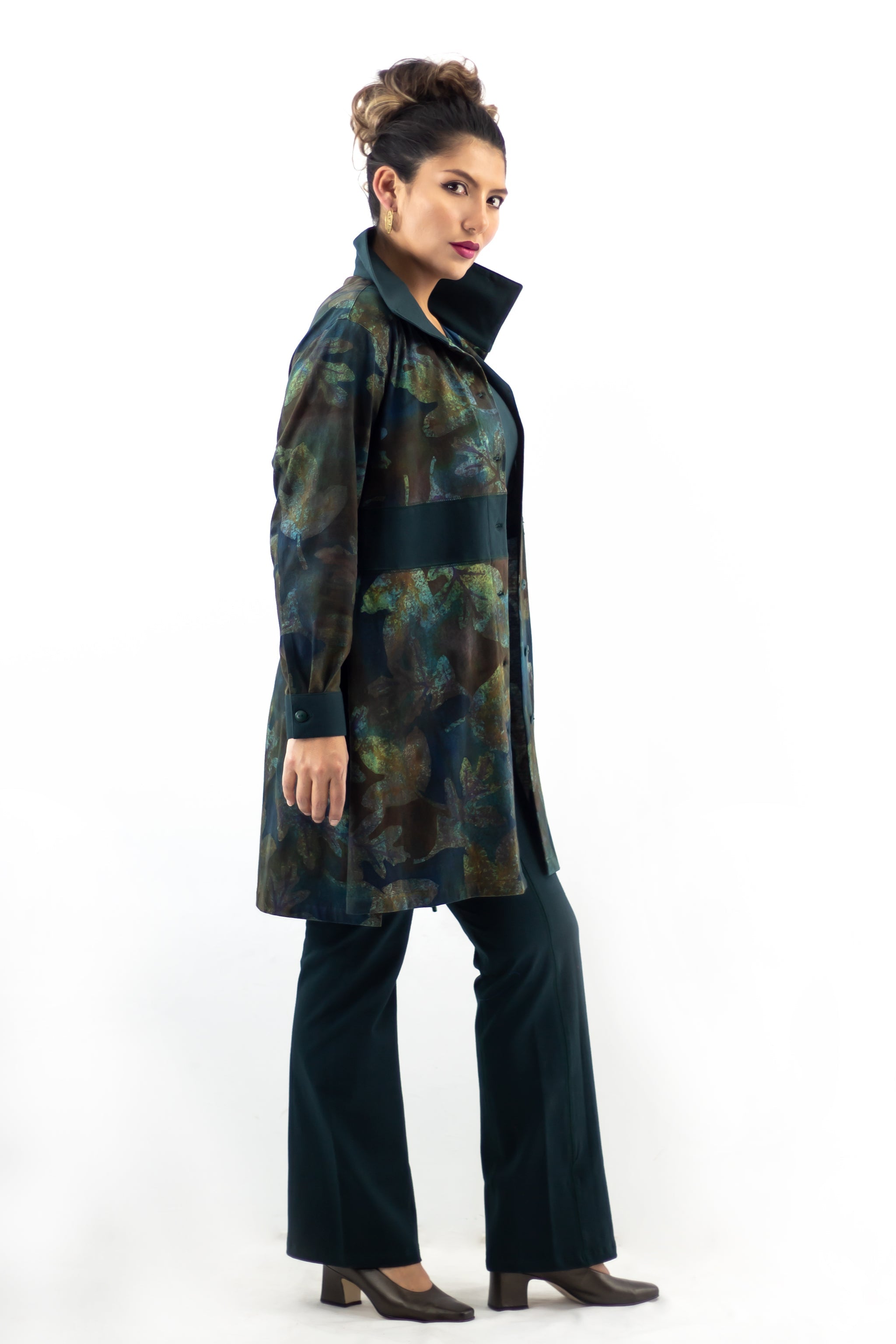 Hi-Collar Shirt - Long-Fallen Deep Lake