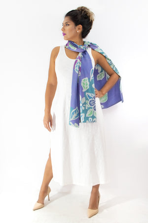 Hand Painted Silk Scarf -Floral Reef