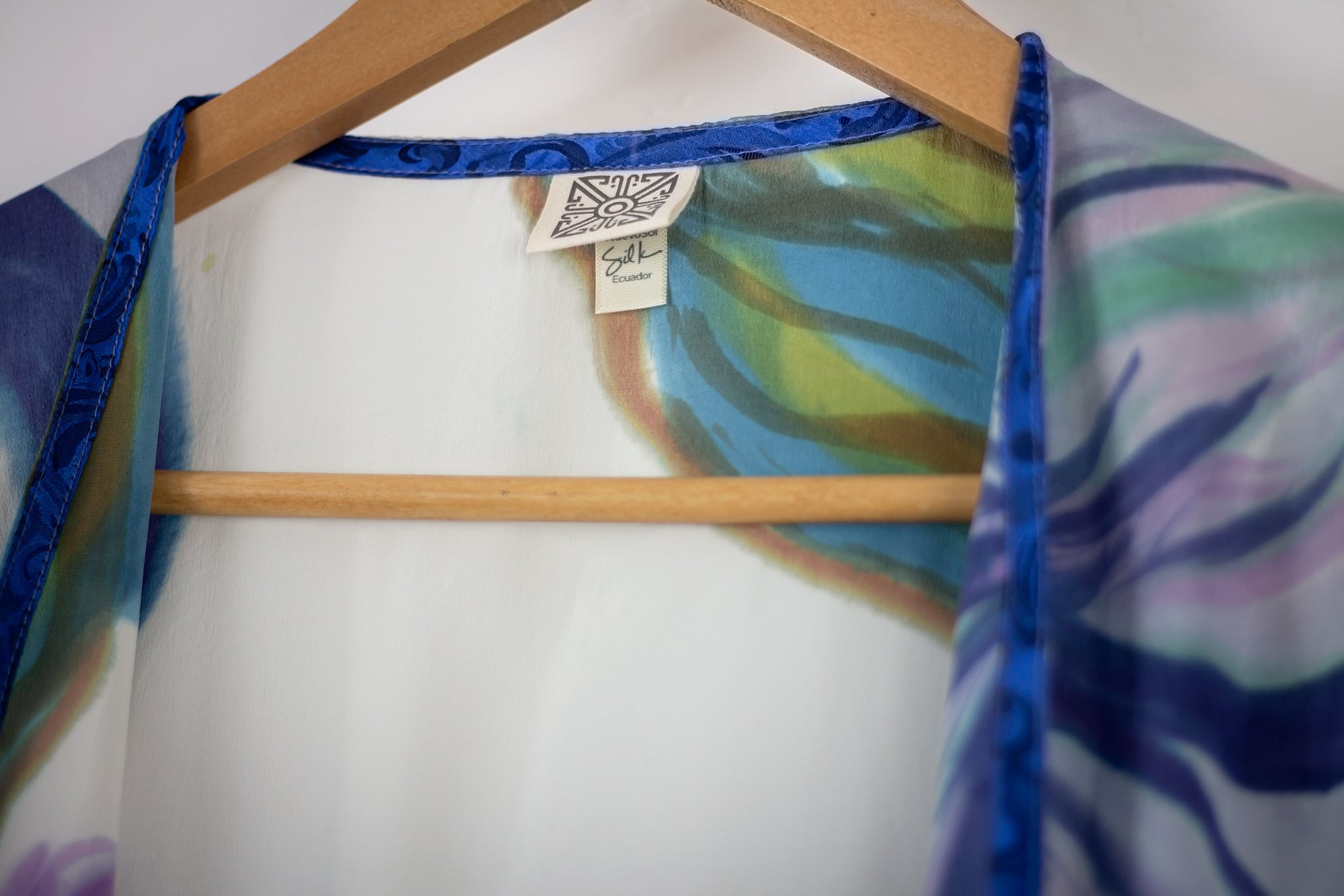 Hand Painted Silk Kimono 6669M - Blue Magnolia
