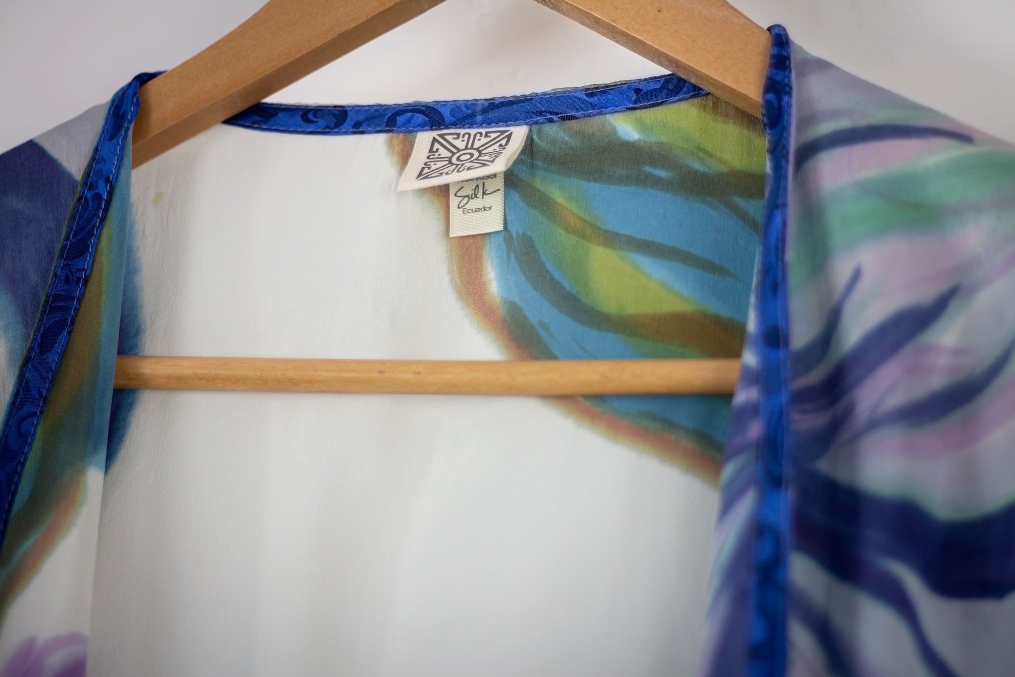 Hand Painted Silk Kimono - Blue Magnolia