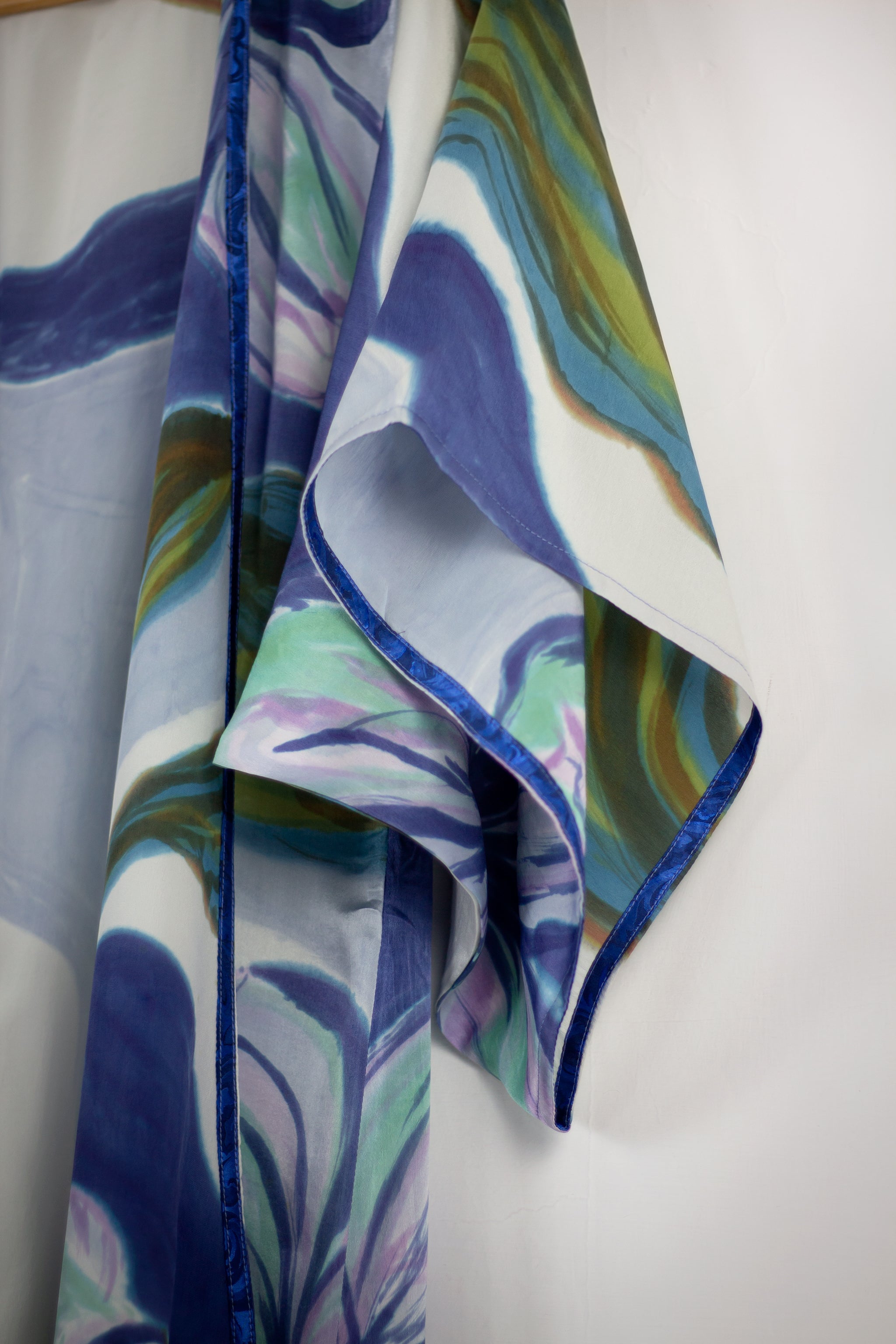 Hand Painted Silk Kimono - Blue Magnolia