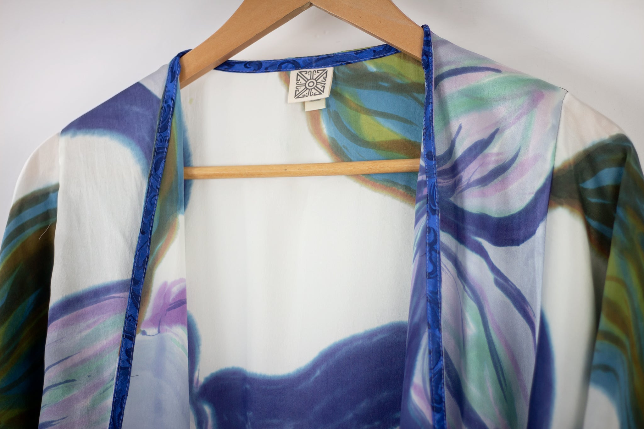 Hand Painted Silk Kimono - Blue Magnolia