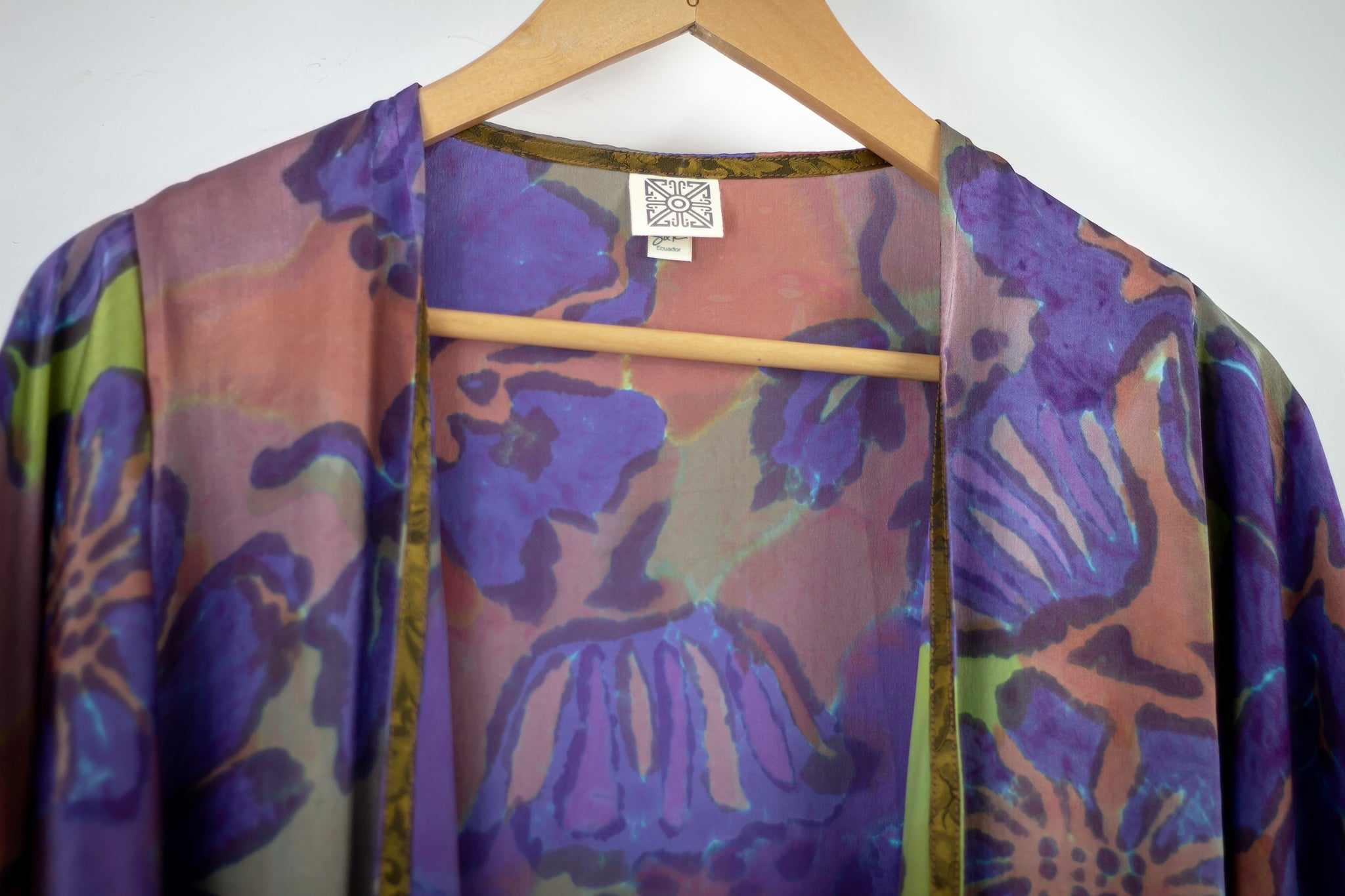 Hand Painted Silk Kimono (Mid Length) - Petuni Royal
