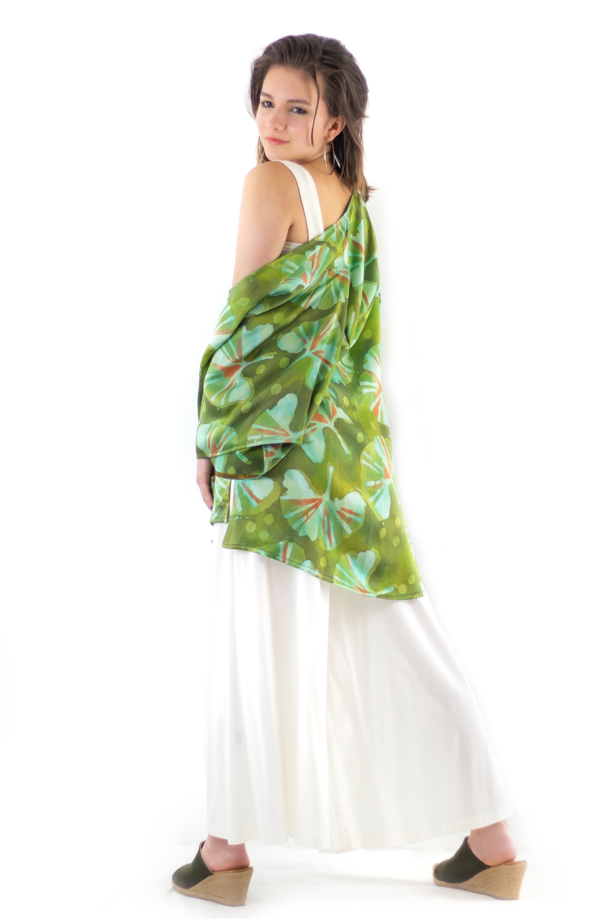 Hand Painted Short Silk Kimono 6669S - Ginkgo Garden
