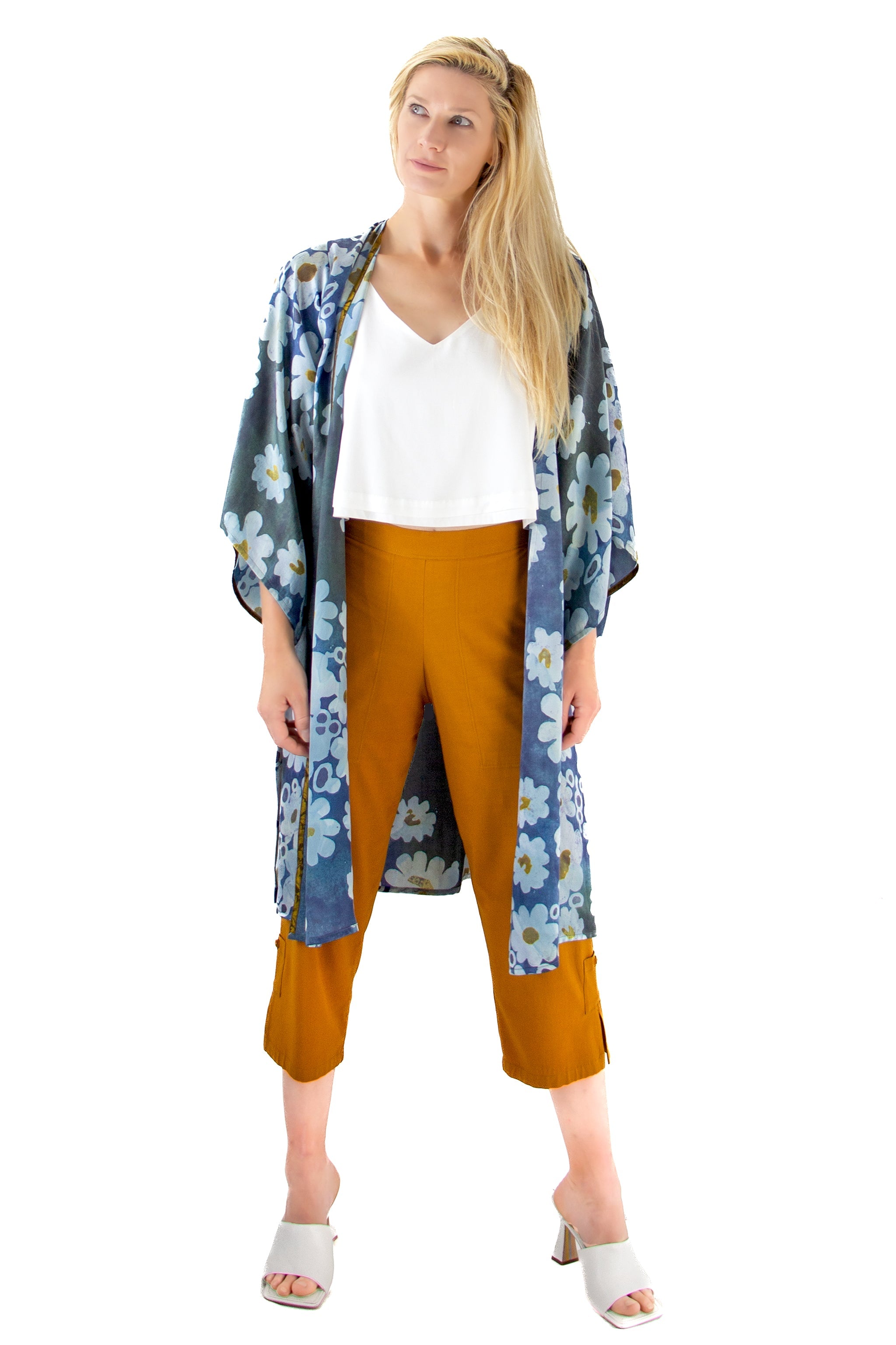 Hand Painted Silk Kimono - 6669M - Afloat - Indi