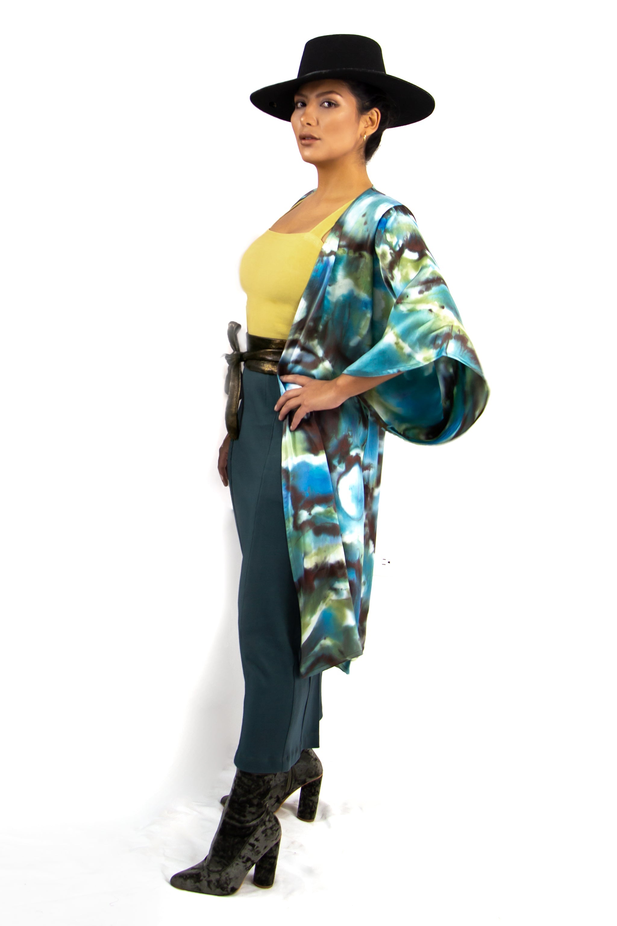 Hand Painted Silk Kimono - Confucius Waters