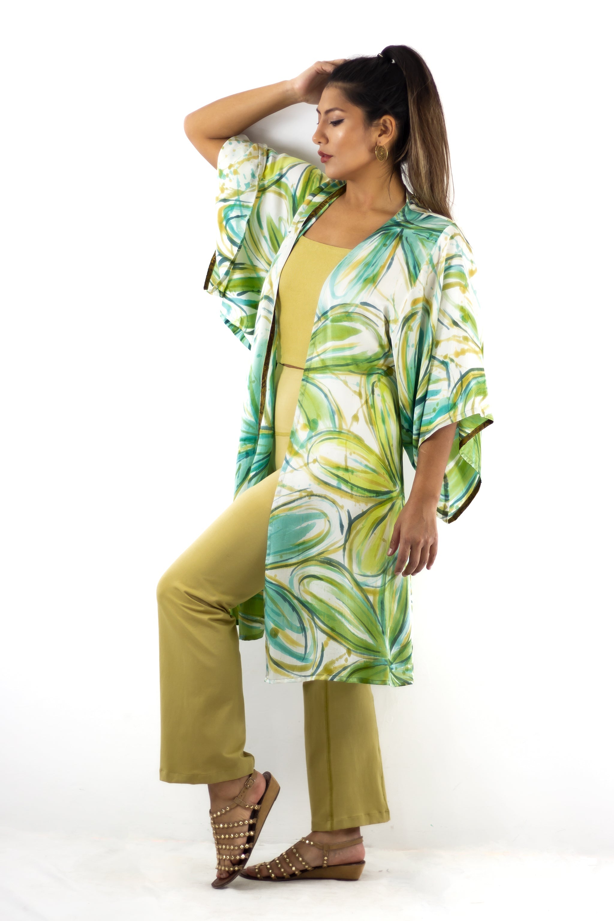 Hand Painted Silk Kimono 6669M - Flower Power