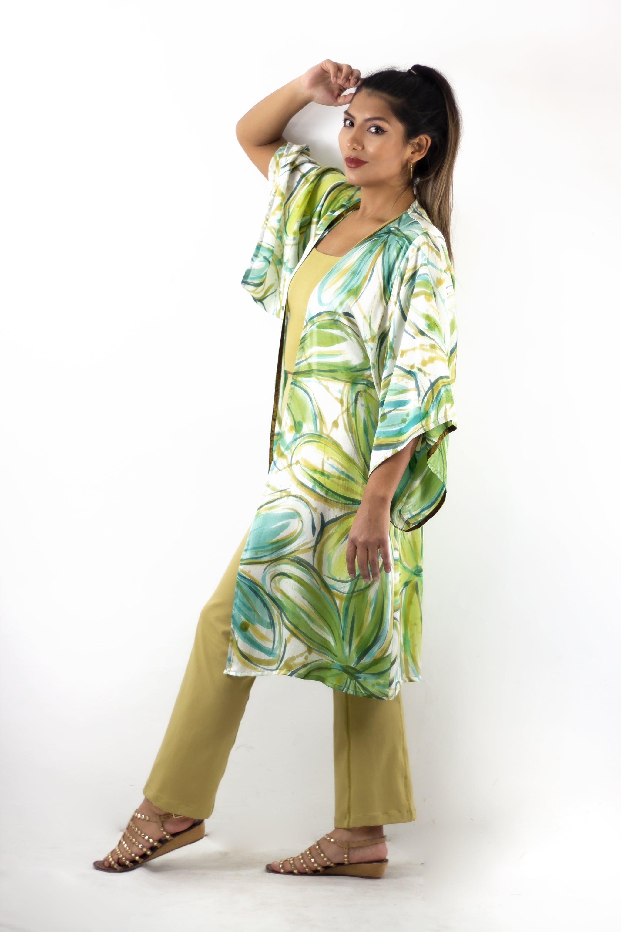 Hand Painted Silk Kimono 6669M - Flower Power