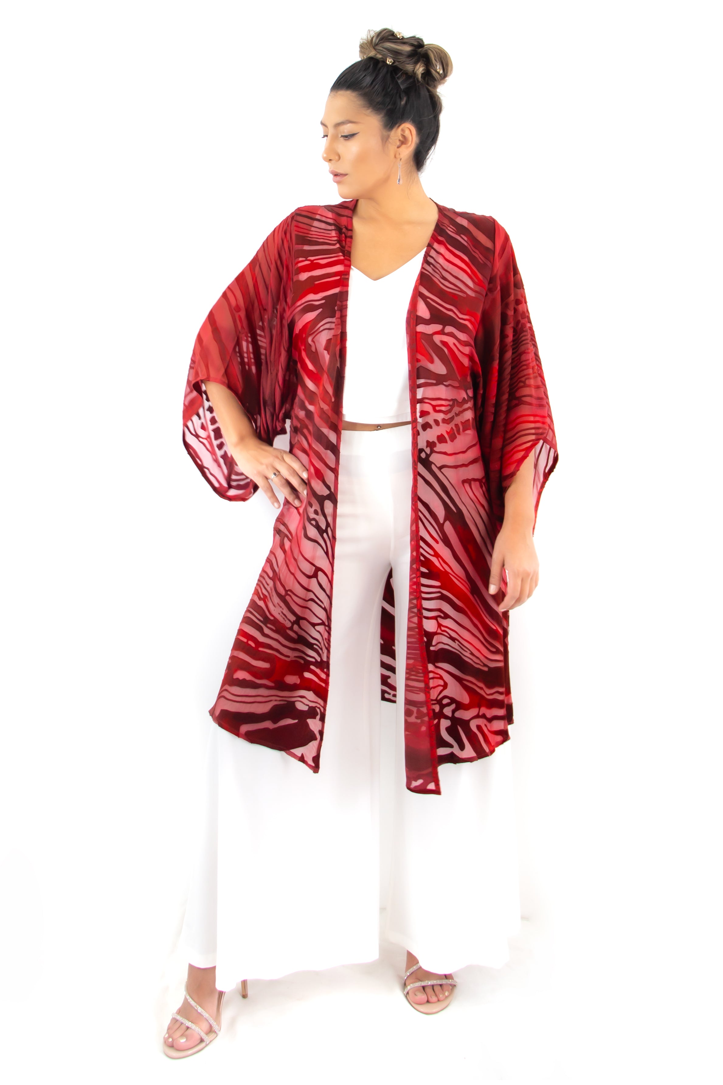 Hand Painted Silk Kimono - FlutterBy Crimson