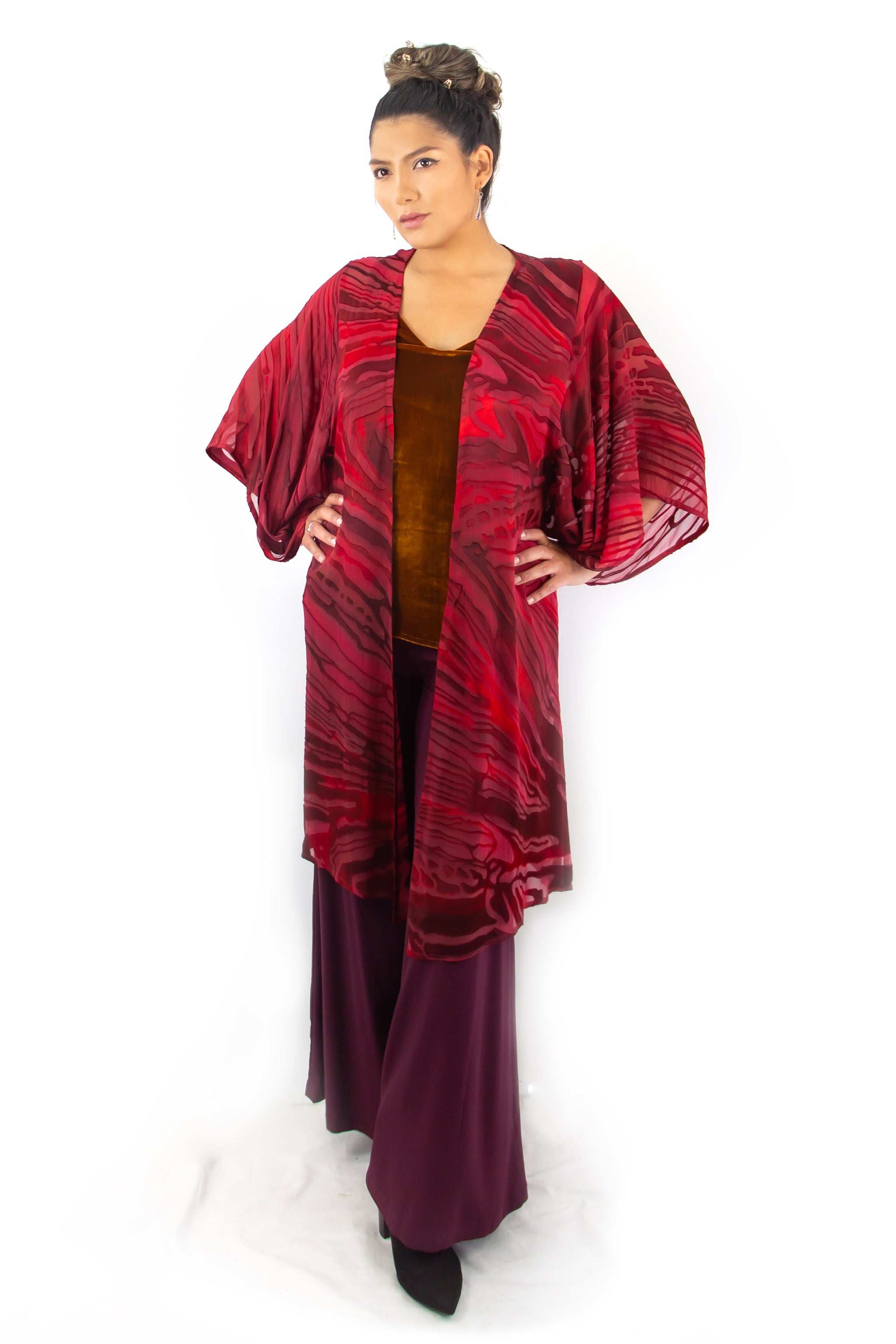 Hand Painted Silk Kimono - FlutterBy Crimson