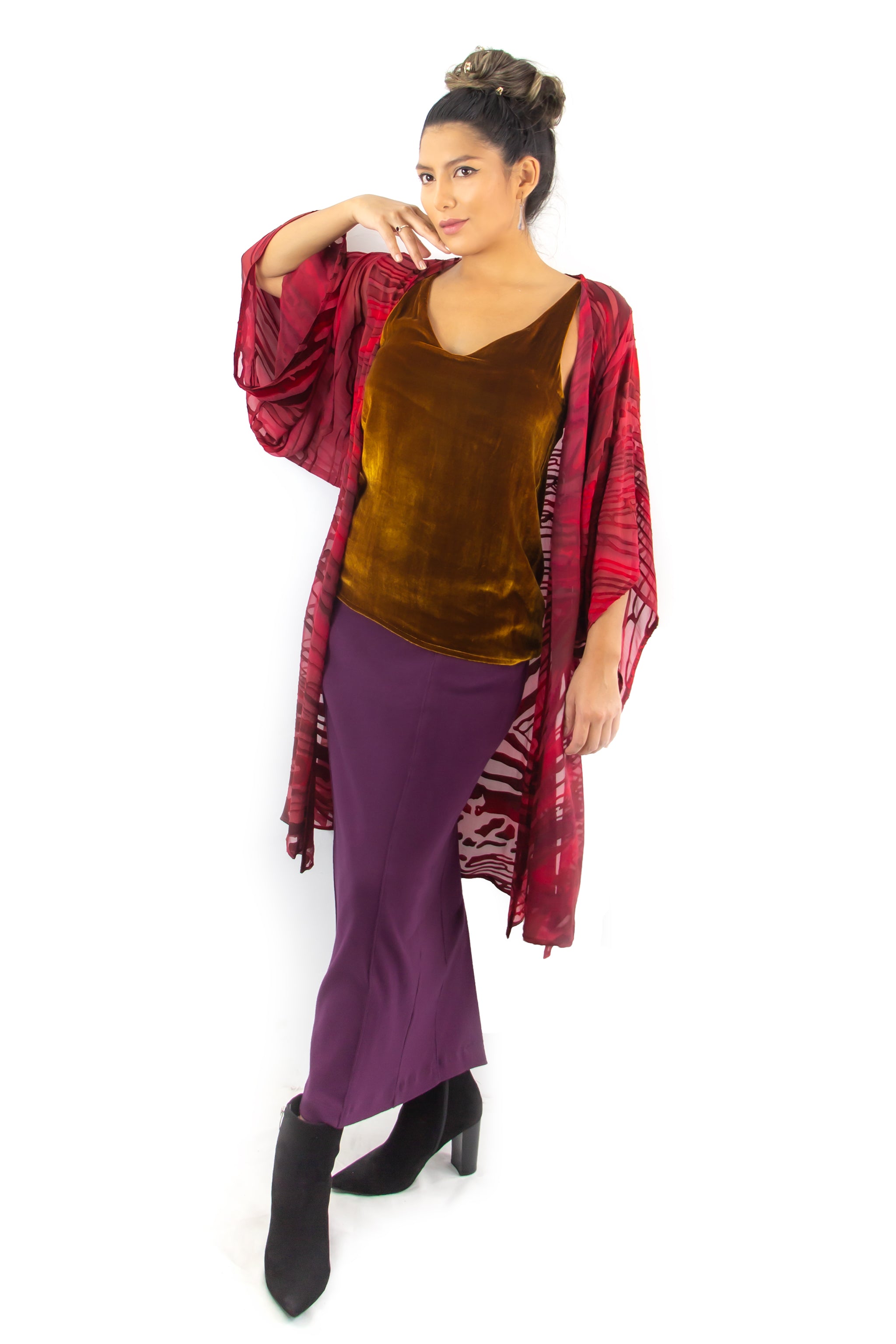 Hand Painted Silk Kimono - FlutterBy Crimson