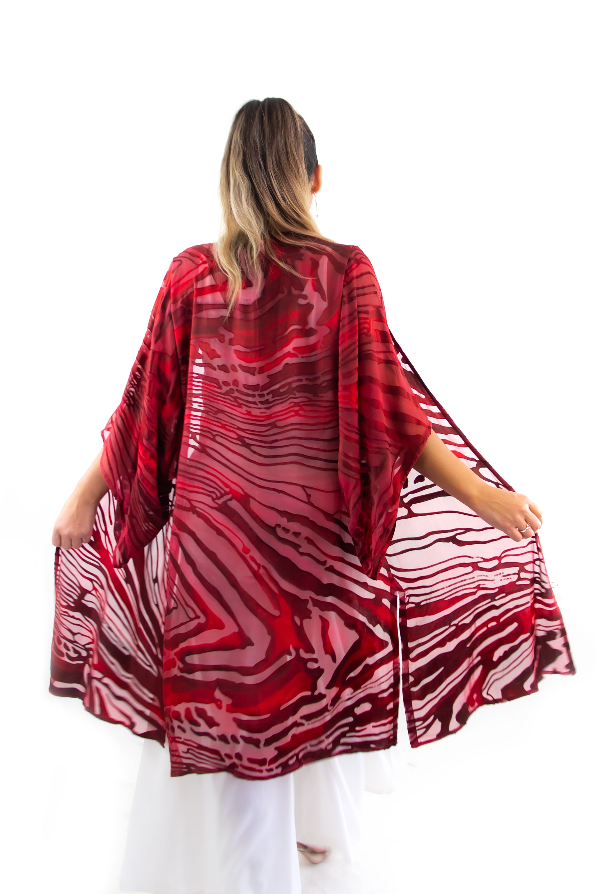 Hand Painted Silk Kimono - FlutterBy Crimson