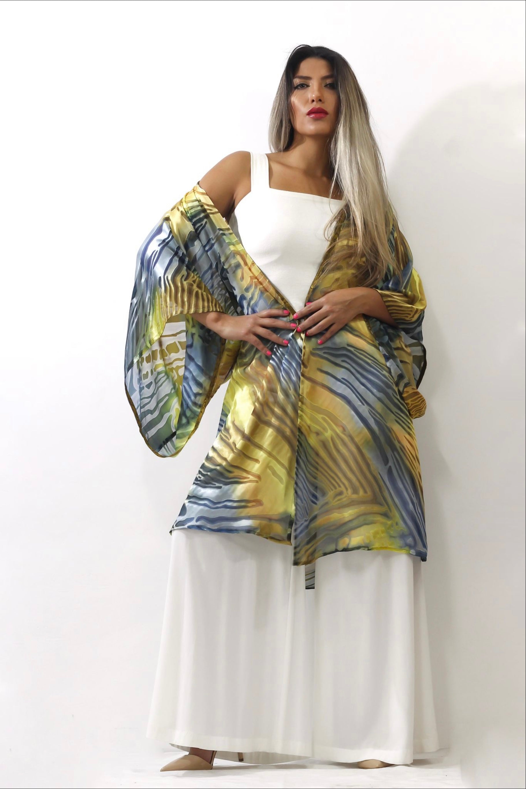 Hand Painted Silk Kimono - FlutterBy