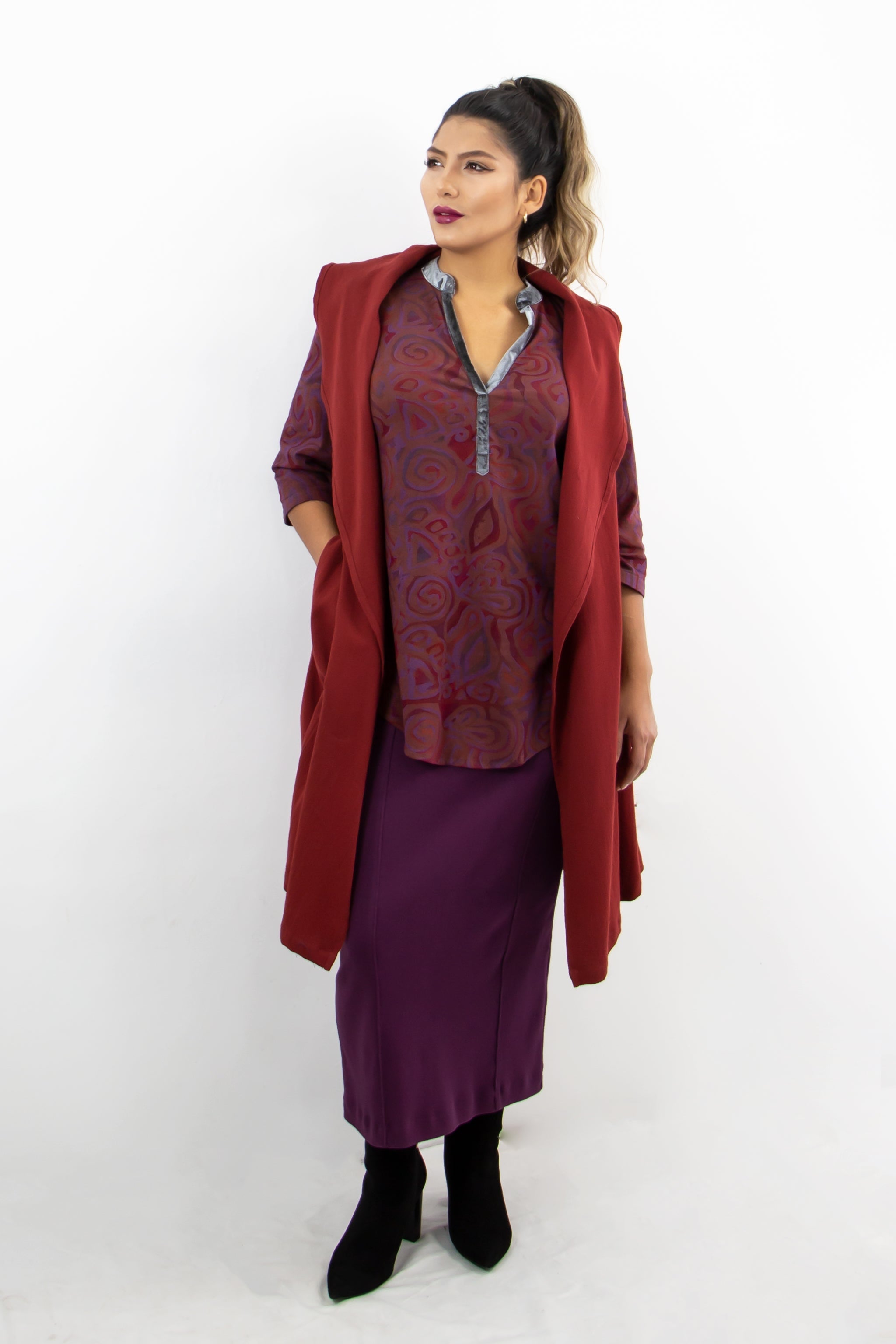 Pencil Skirt - Deep Plum