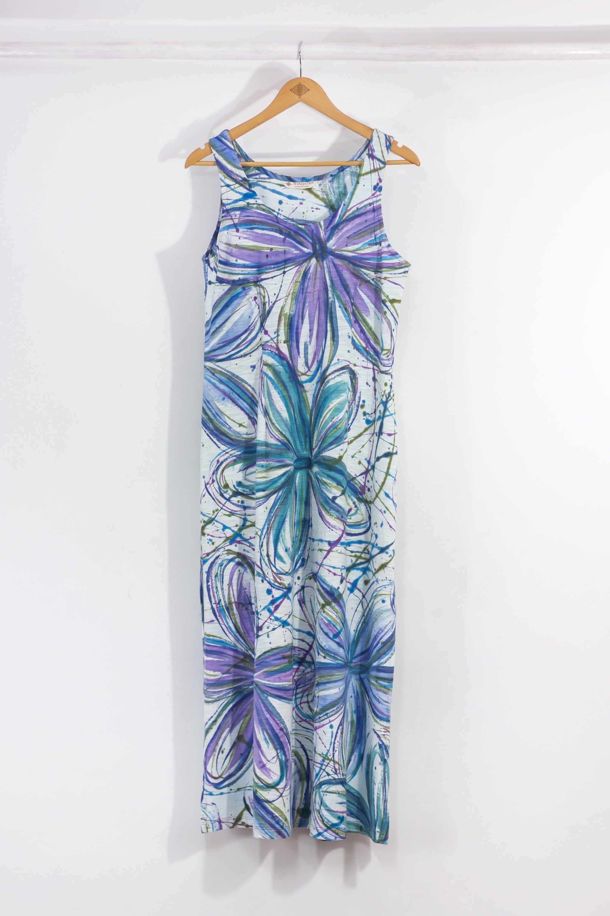 Long Tank Dress - Flower Power Blues