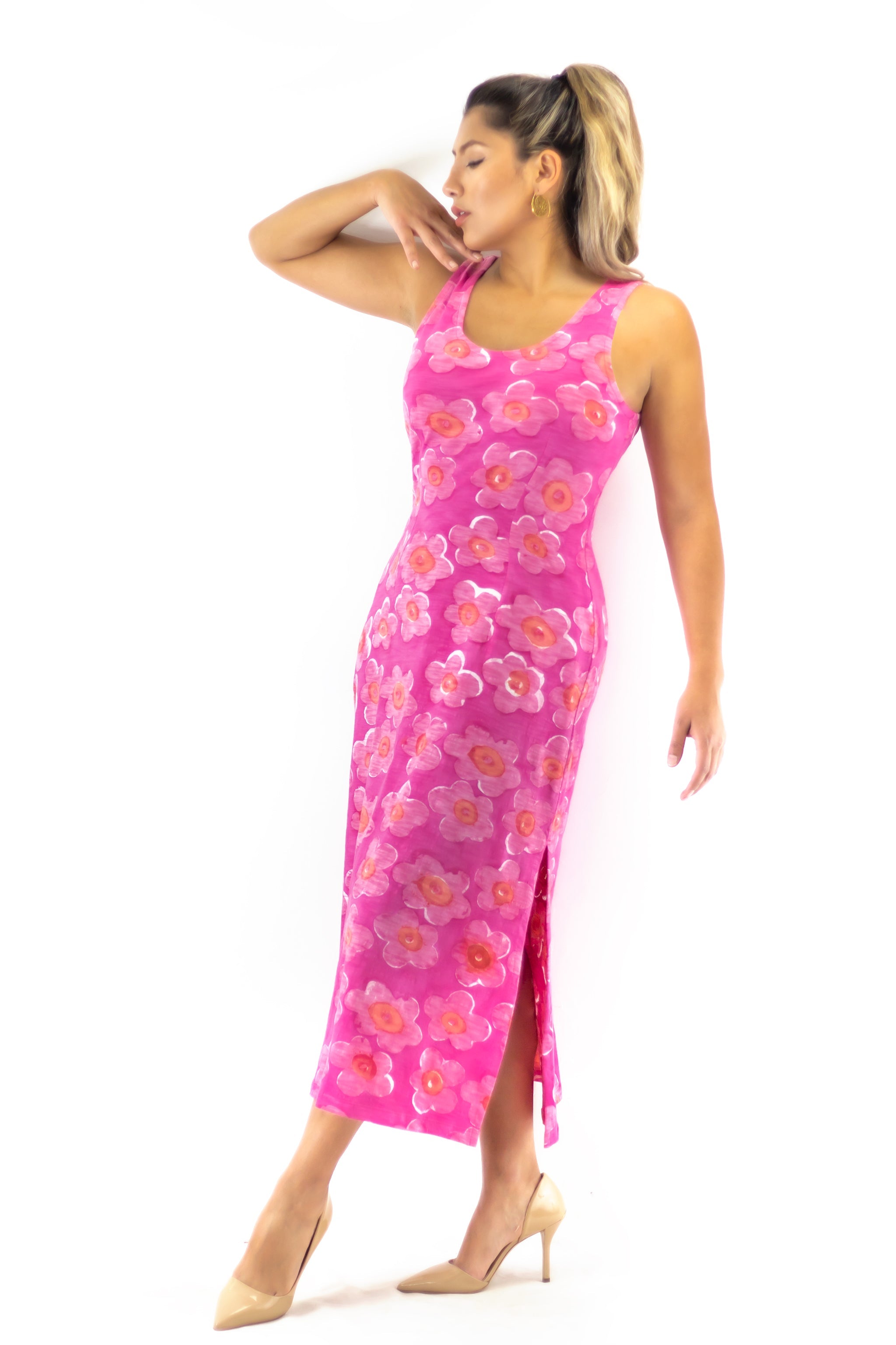 Midi Tank Dress 7704M - Lantana Pink