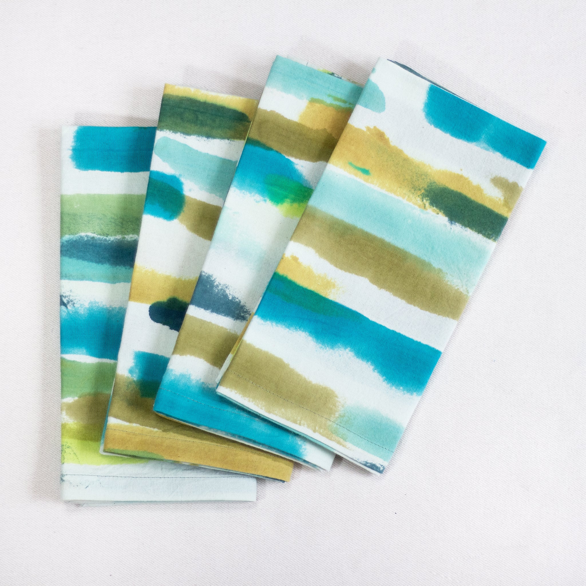 Hand Painted Placemats, Napkins, and Table Runners - Flower Power/Aqua Shoalmate