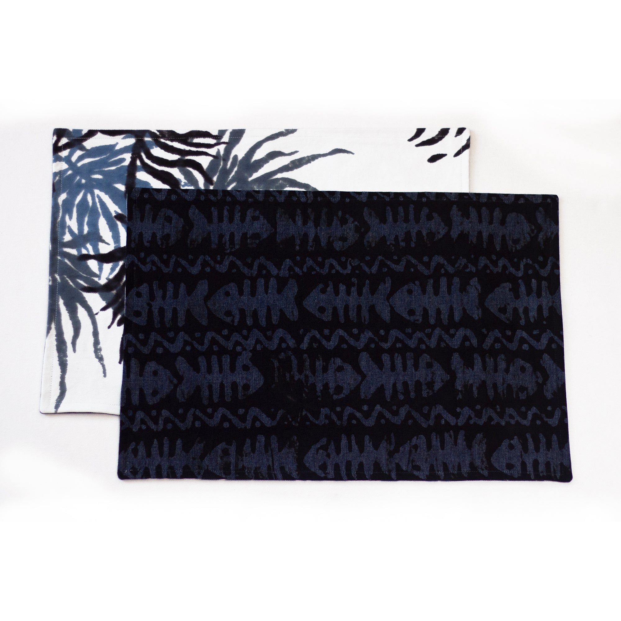 Hand Painted Placemats, Napkins, and Table Runners - Sea Fern/Hungry Fish