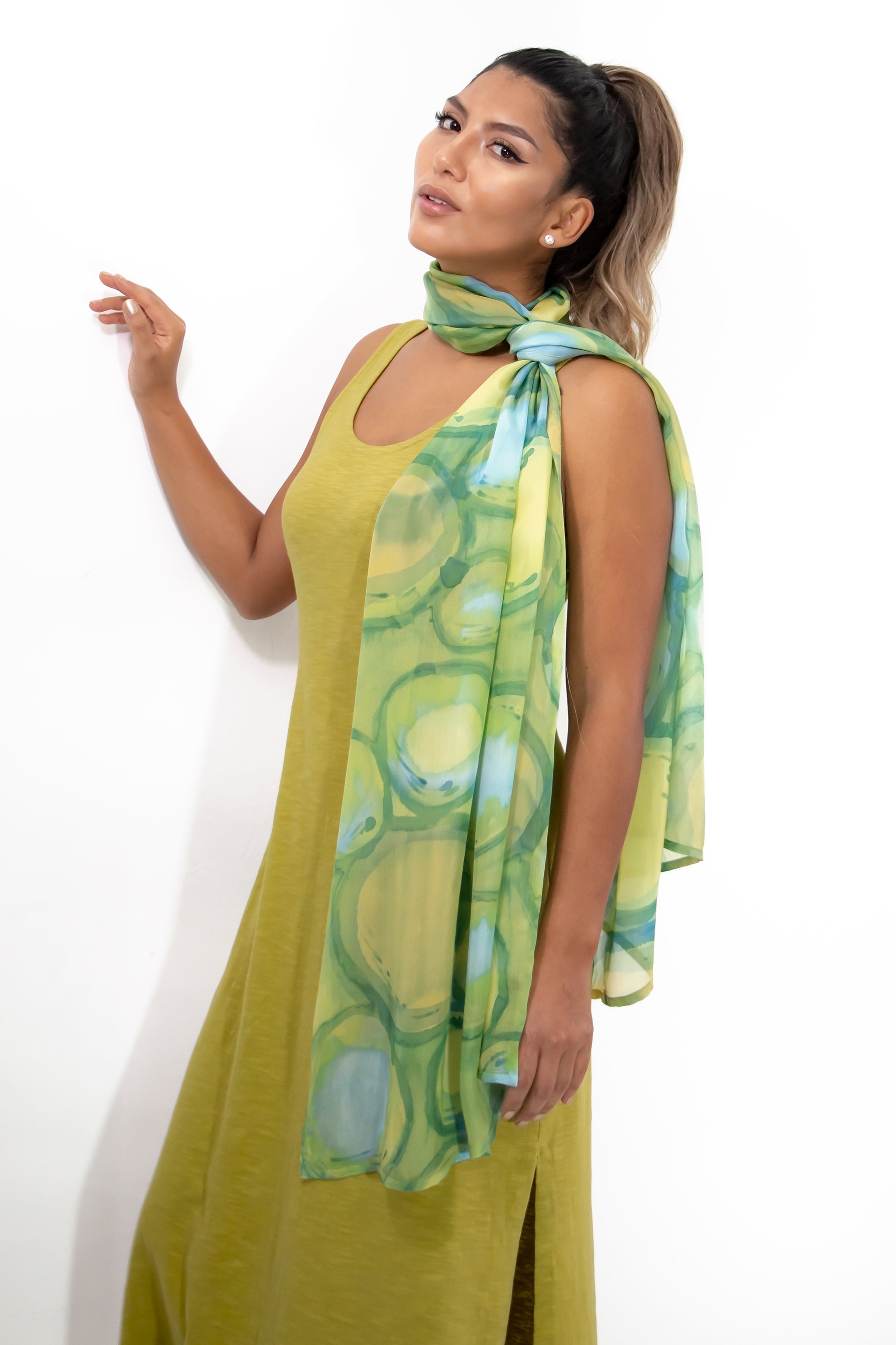 Hand Painted Silk Scarf -Olio
