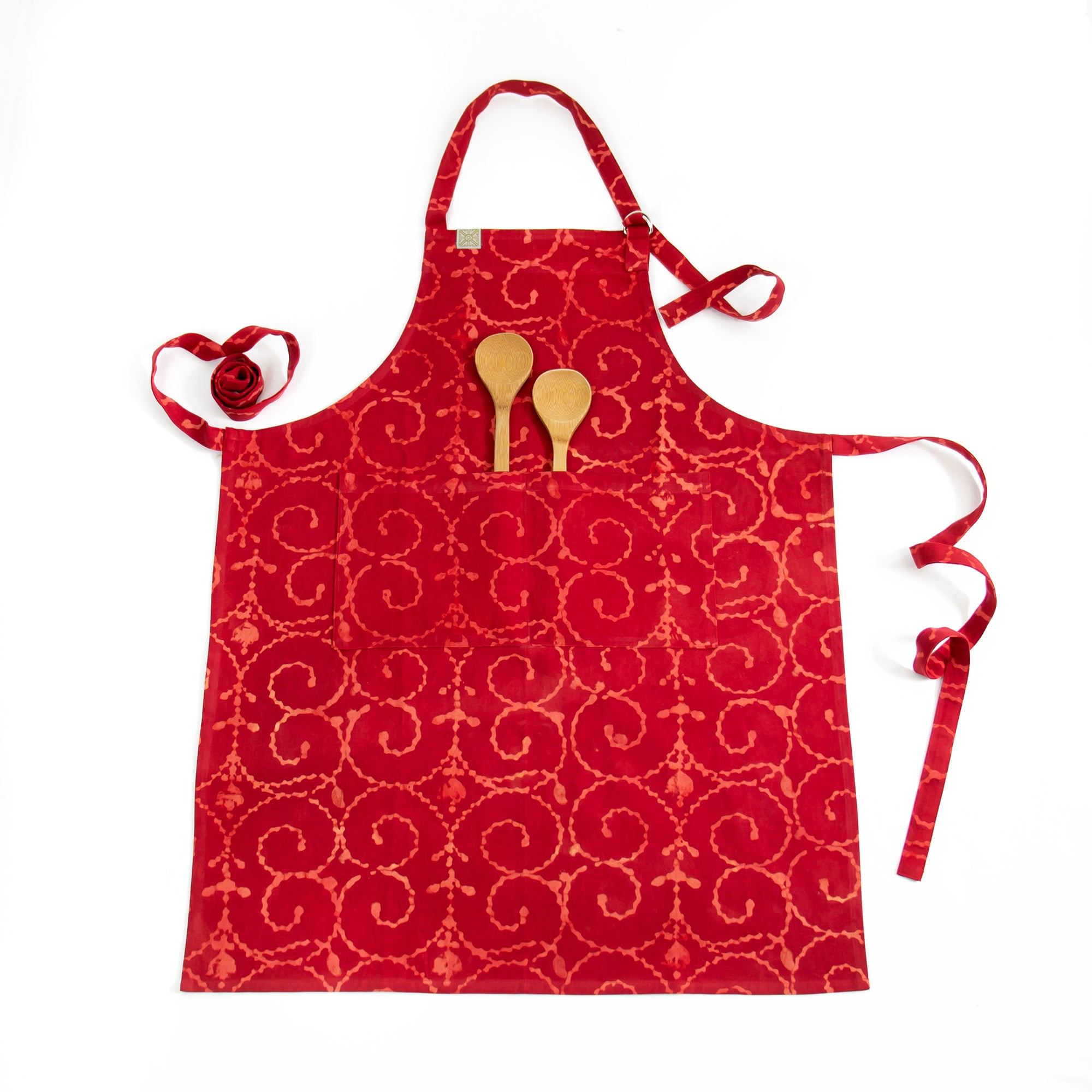 Hand Painted Apron - Gilded Red