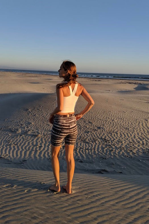 Hand Painted Shorti Crops - Night and Rise Stripe