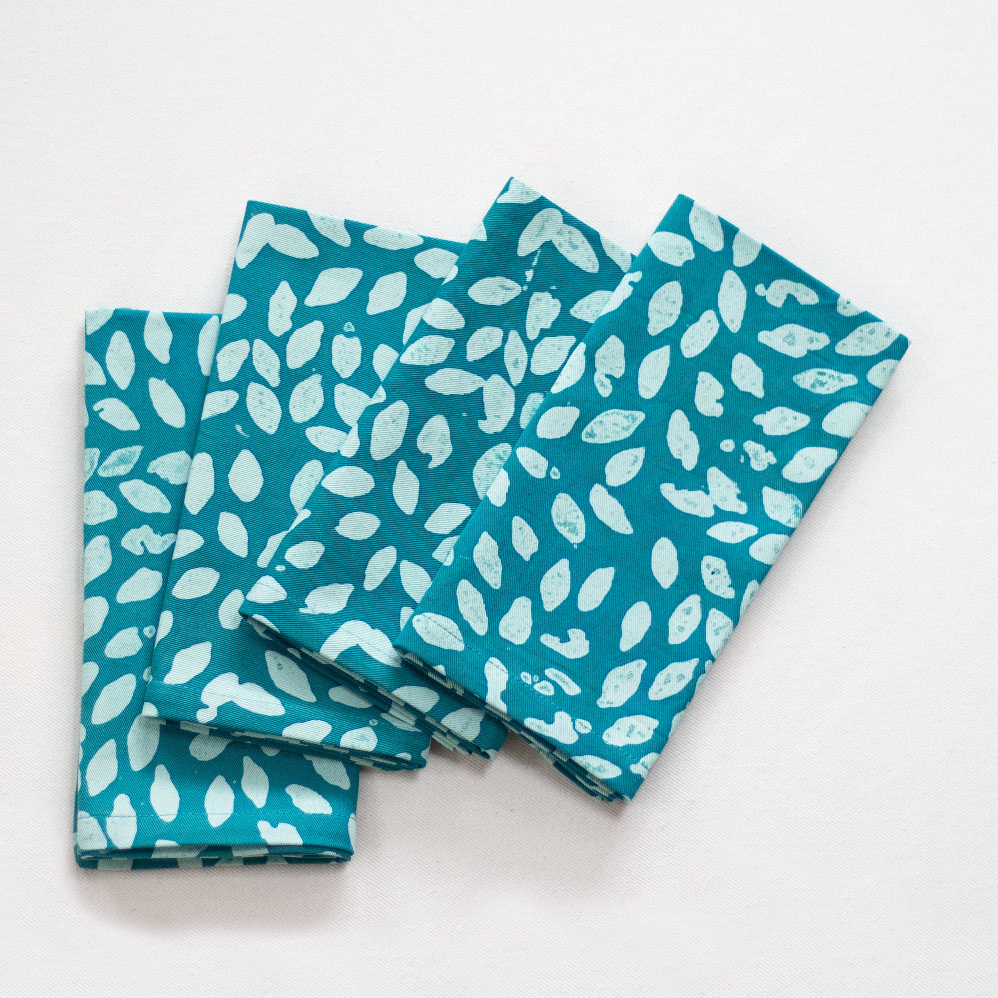 Hand Painted Placemats, Napkins, and Table Runners - Floral Reef/Blue Bubbles
