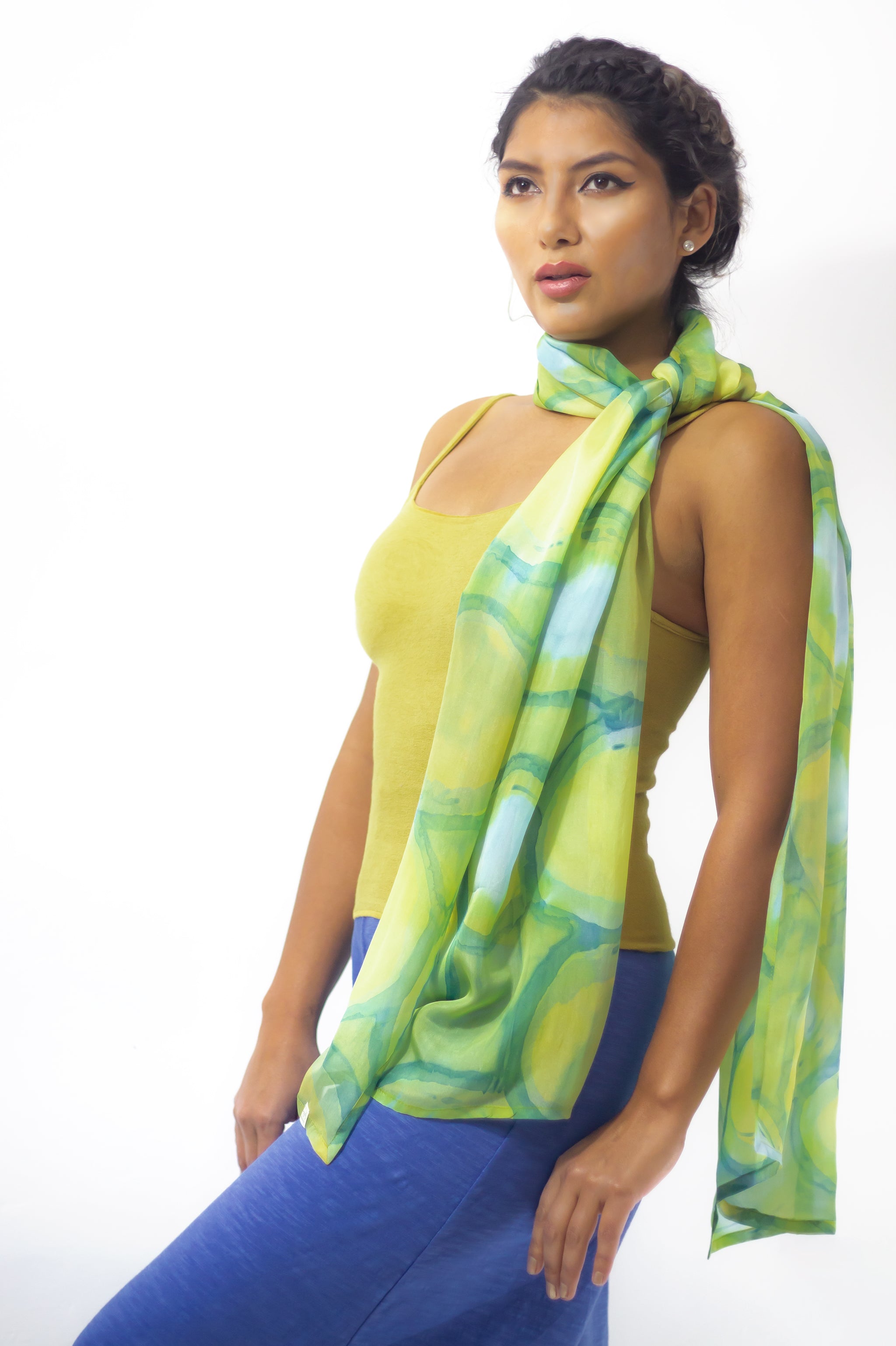 Hand Painted Silk Scarf -Olio