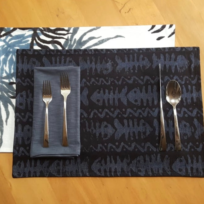 Hand Painted Placemats, Napkins, and Table Runners - Sea Fern/Hungry Fish