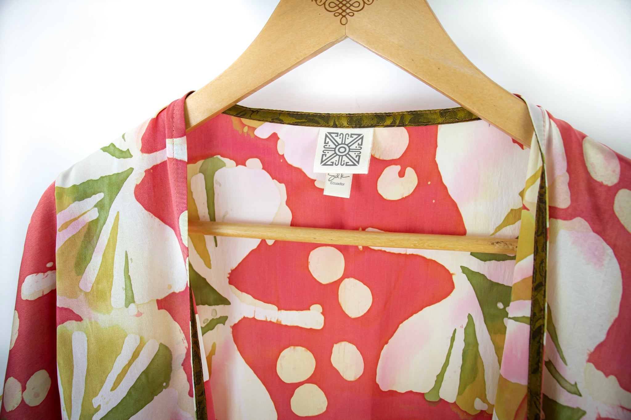 Hand Painted Silk Kimono - 6669M - Ginkgo Papaya