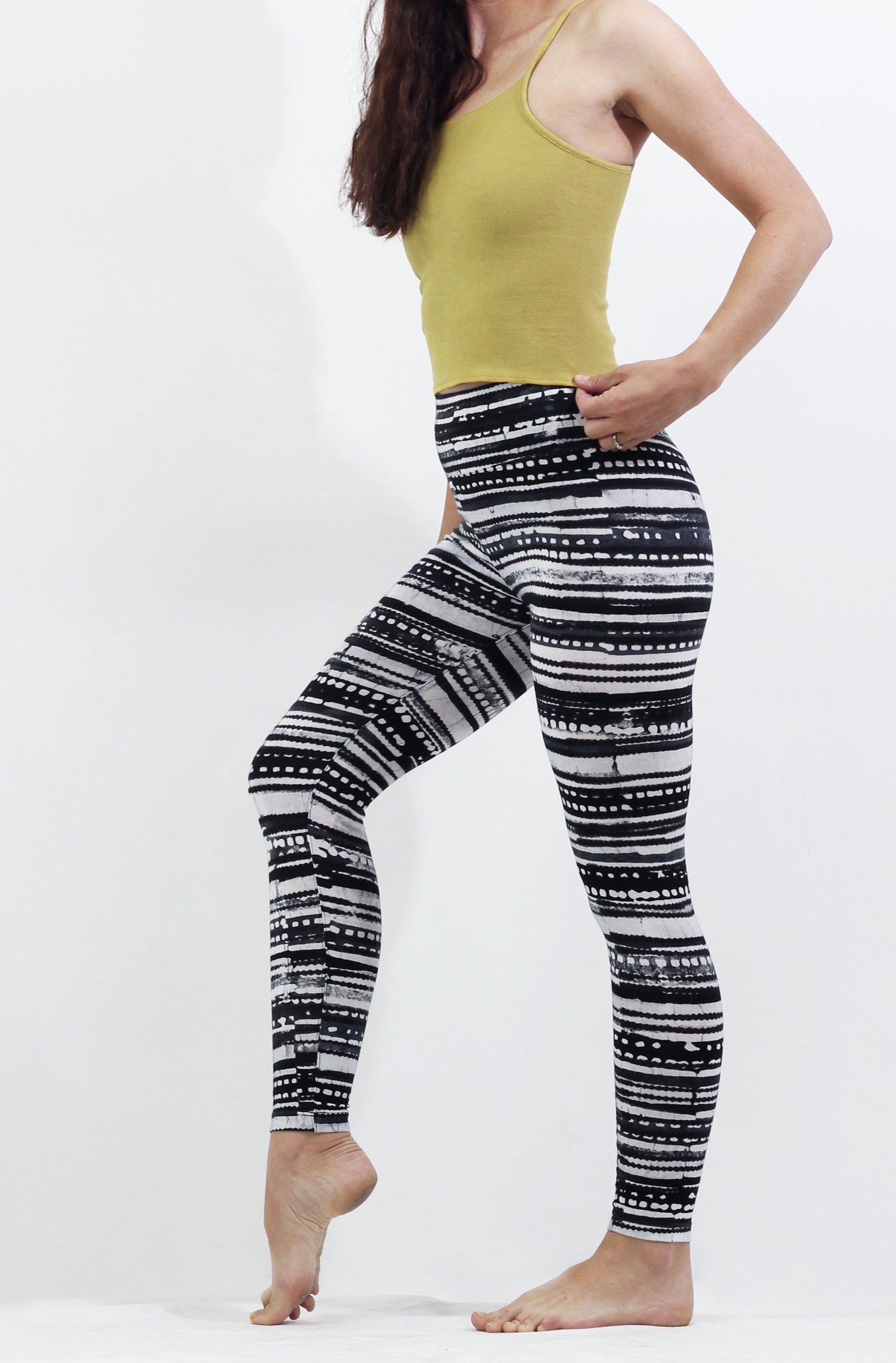 Hand Painted Leggings or Crops - Night and Rise Stripe